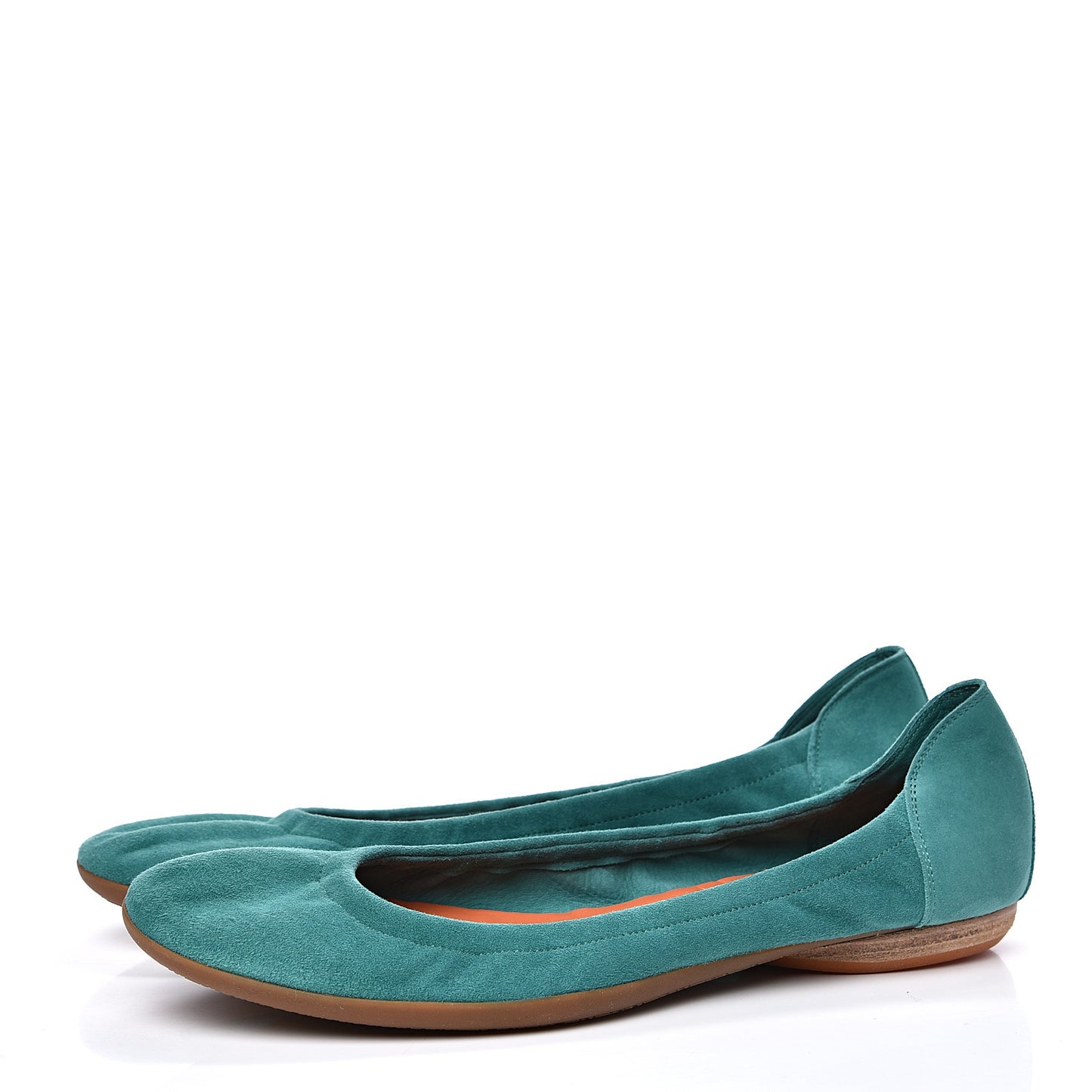 Chevre Velours Carina Ballerina Flats 39.5 Emeraude