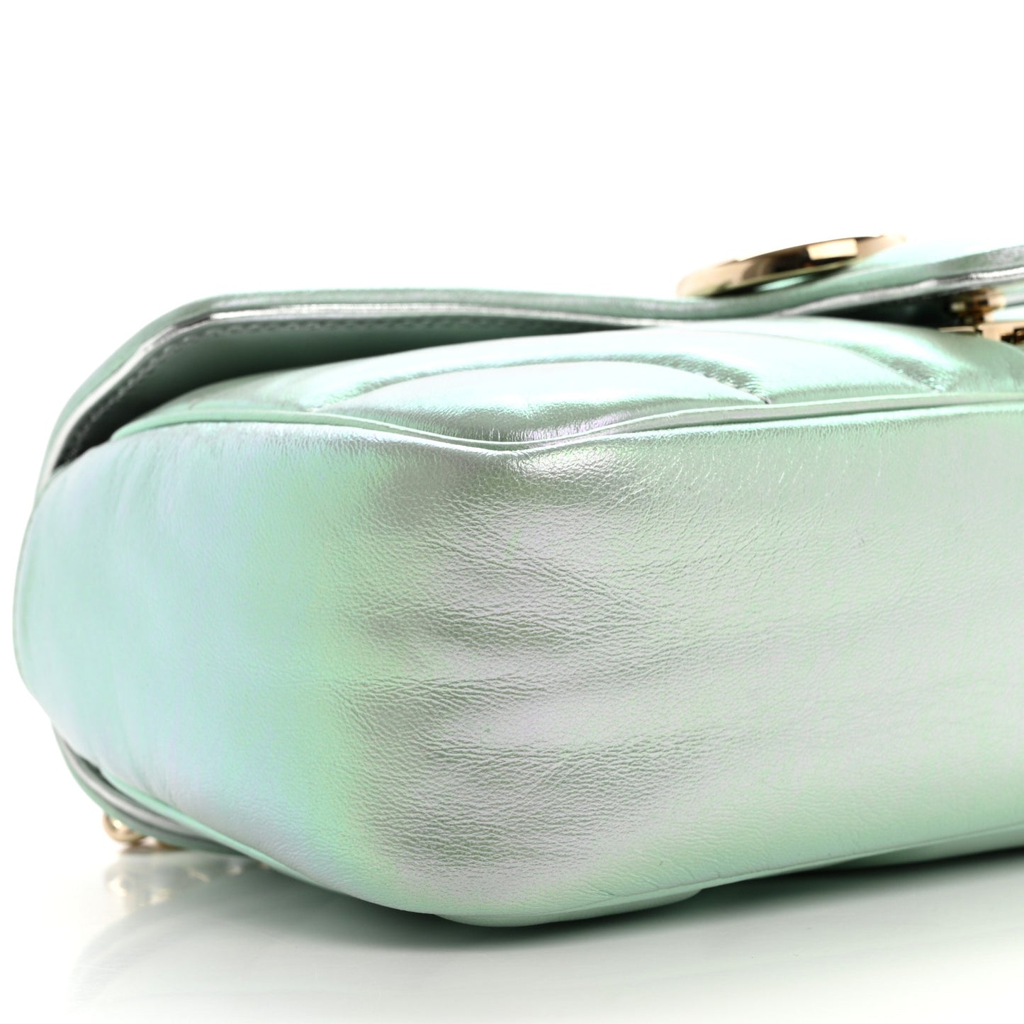 Iridescent Nappa Chevron Matelasse Small GG Marmont Shoulder Bag Iridescent Snow Light Blue