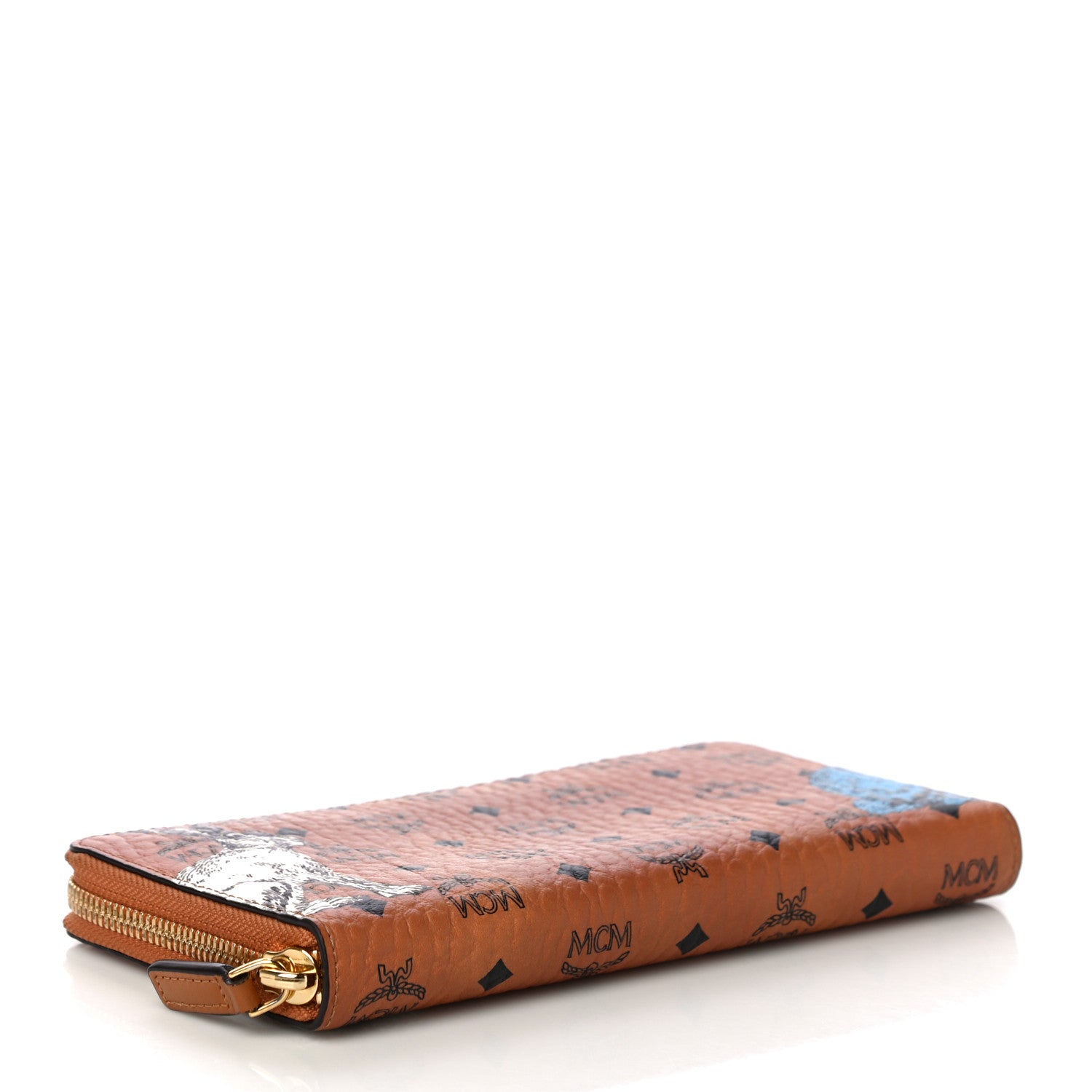 MCM Visetos Rabbit Zip Around Wallet Cognac 4 of 10