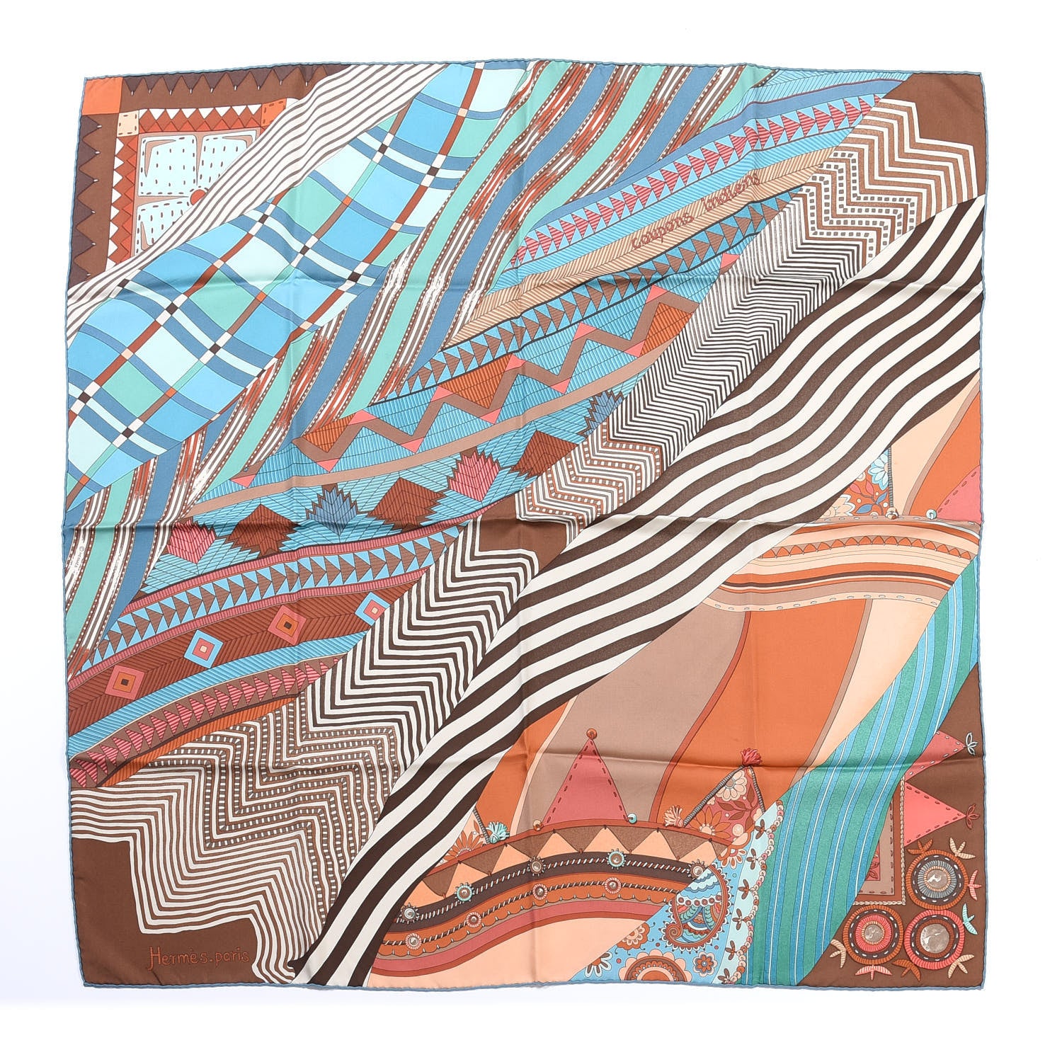 Hermes Silk Coupons Indiens Scarf 90 784093 – FASHIONPHILE