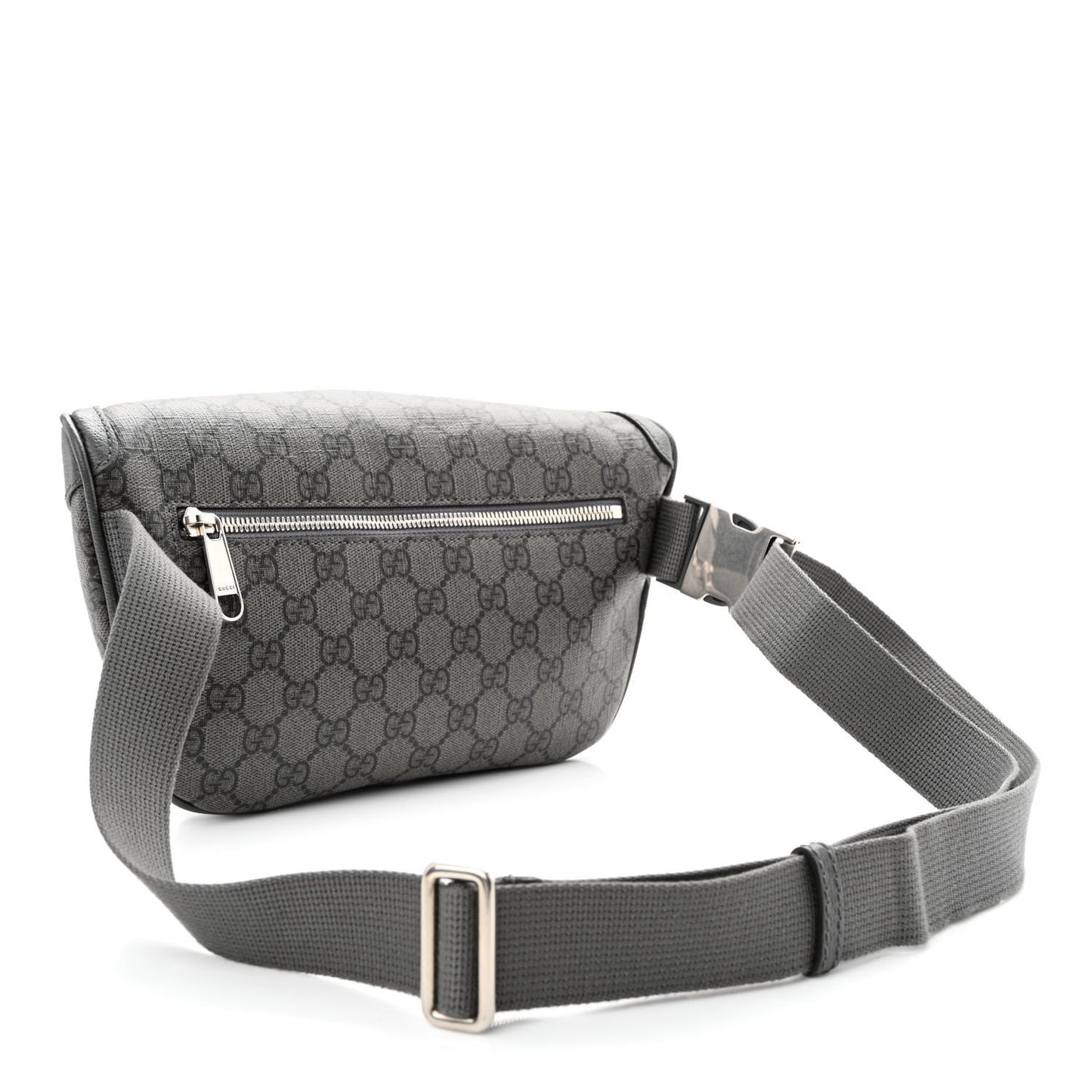 GG Supreme Monogram Textured Dollar Calfskin Ophidia Belt Bag Grey Black Graphite Grey