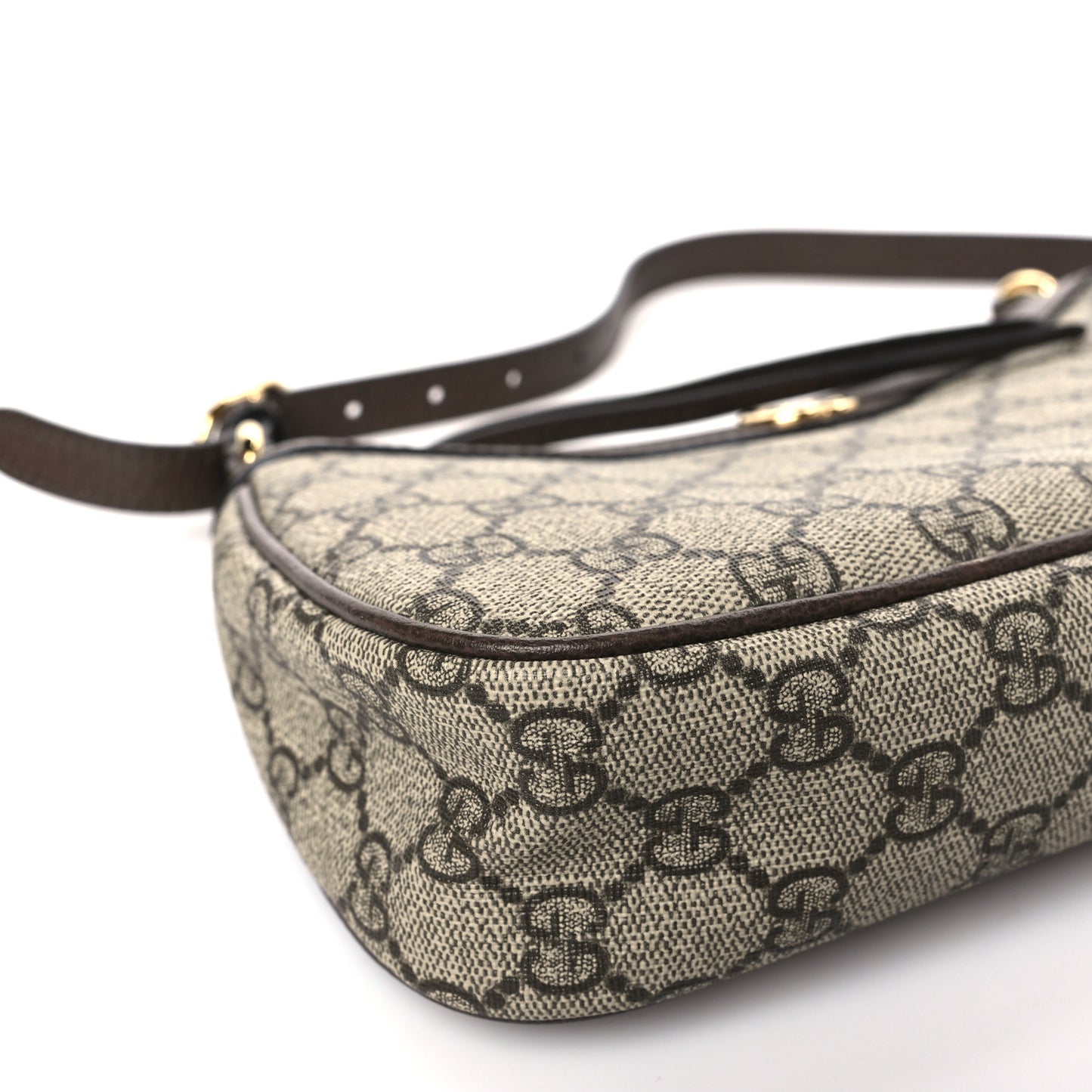 GG Supreme Monogram Textured Dollar Calfskin Small Ophidia Hobo Beige Ebony New Acero