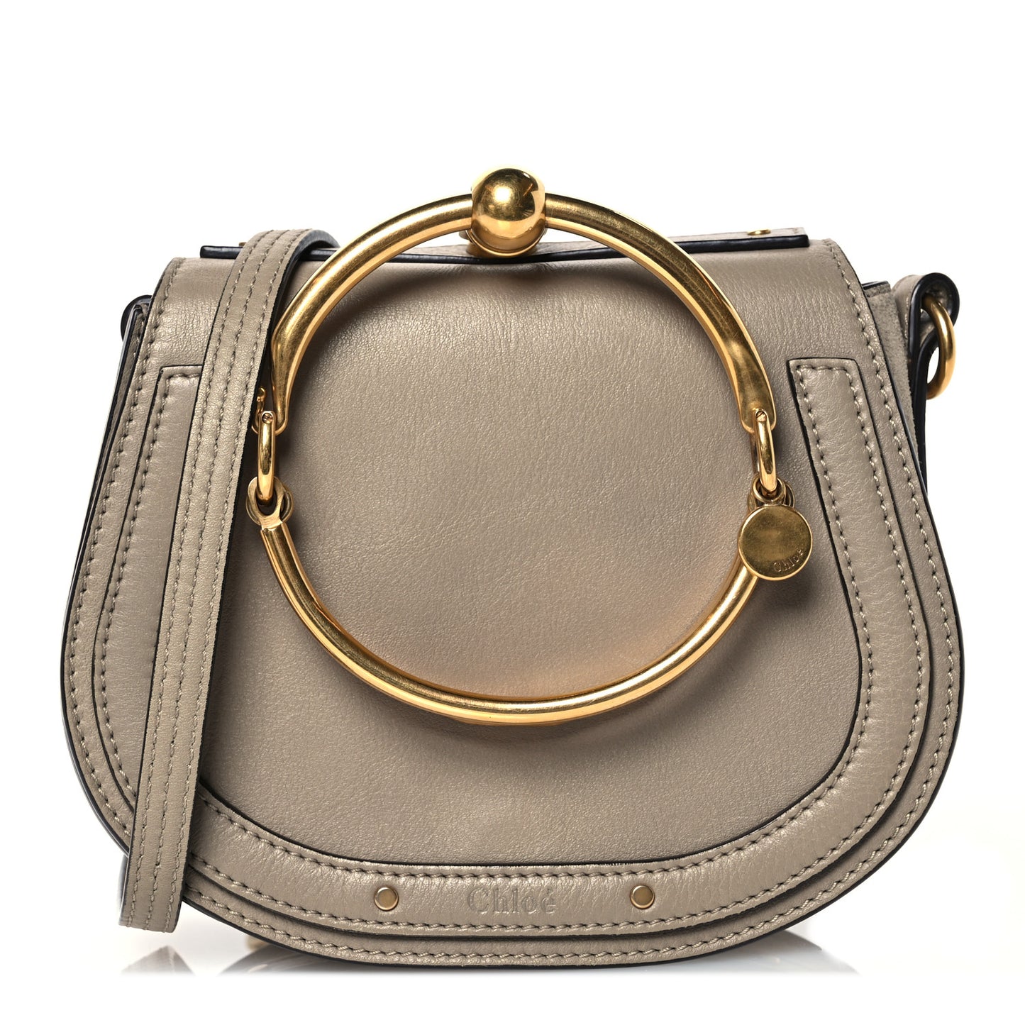 Calfskin Suede Small Nile Bracelet Bag Motty Grey