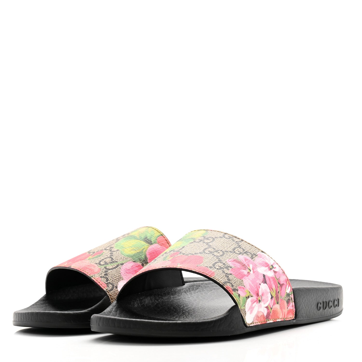 Gucci GG Supreme Monogram Blooms Slide Sandals 36 Beige Multicolor 3 of 9