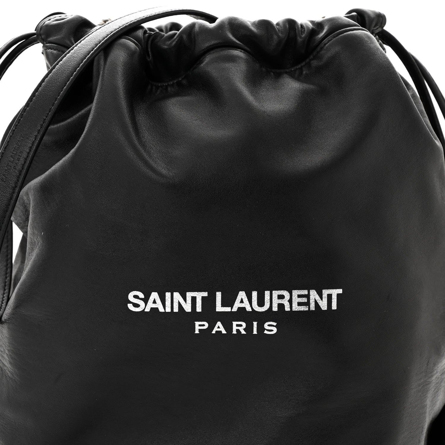 Saint Laurent Lambskin Teddy Drawstring Bag Black 7 of 9
