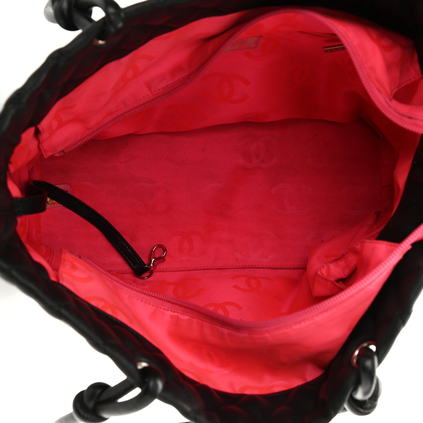 Calfskin Quilted Large Cambon Tote Black White