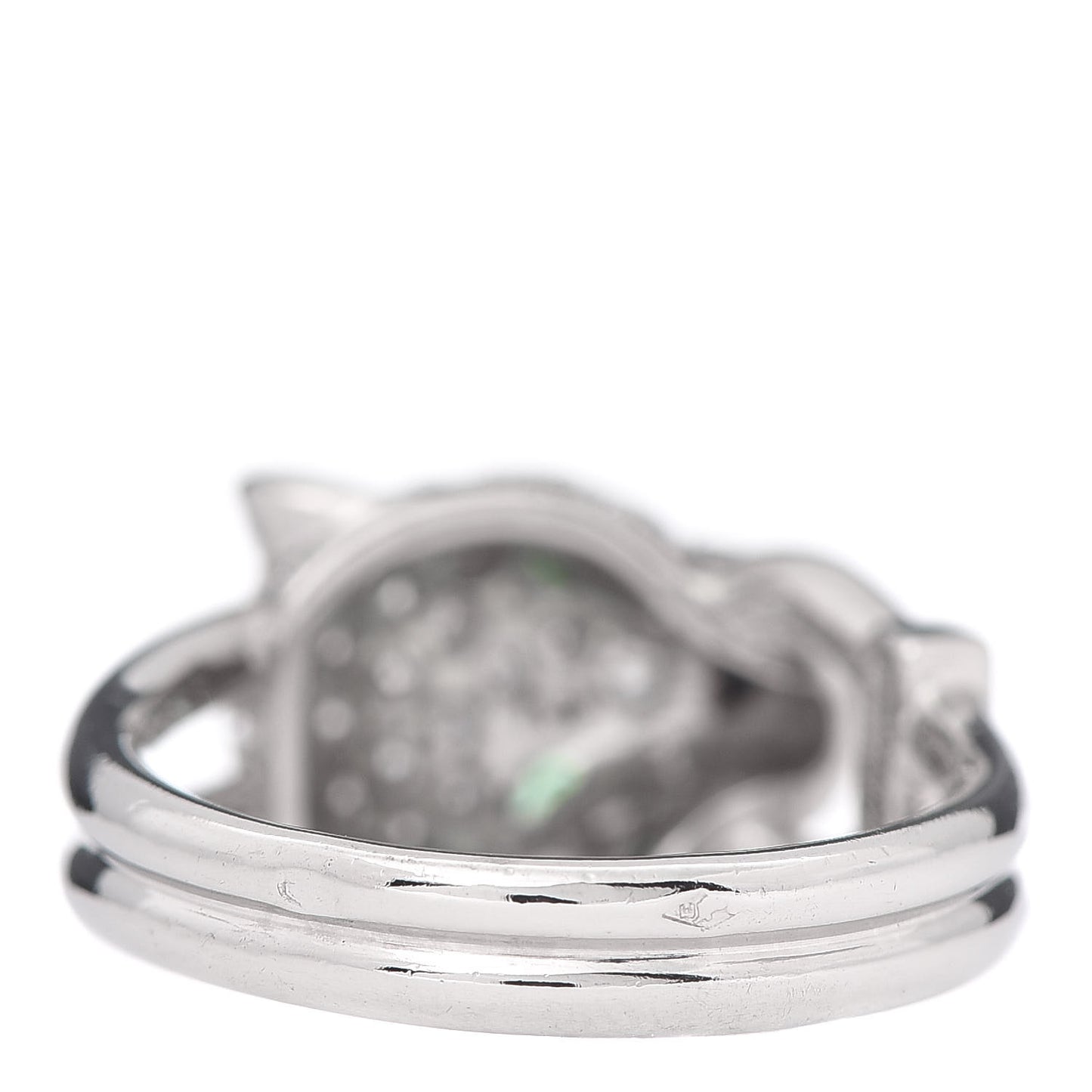 18K White Gold Diamond Emerald Black Onyx Panthere de Ring 51 5.75