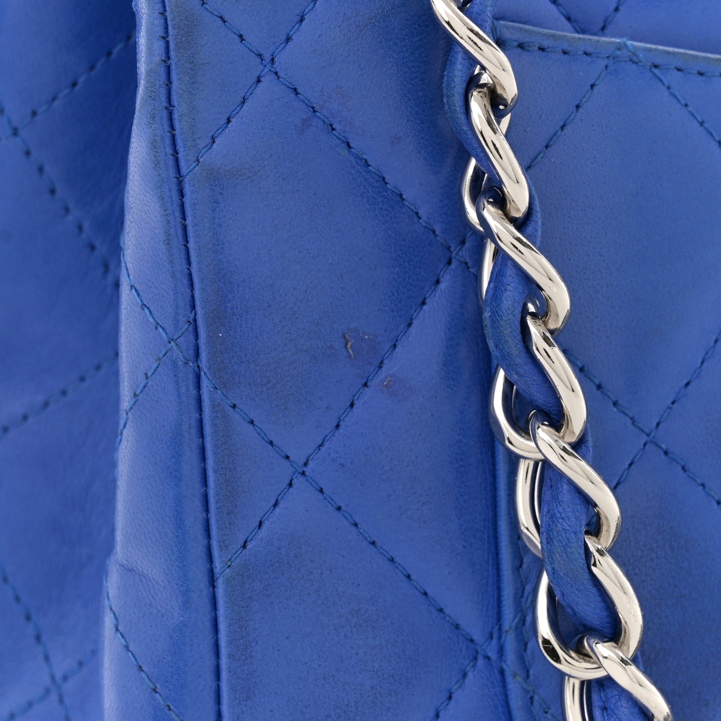 Lambskin Quilted Jumbo Single Flap Blue