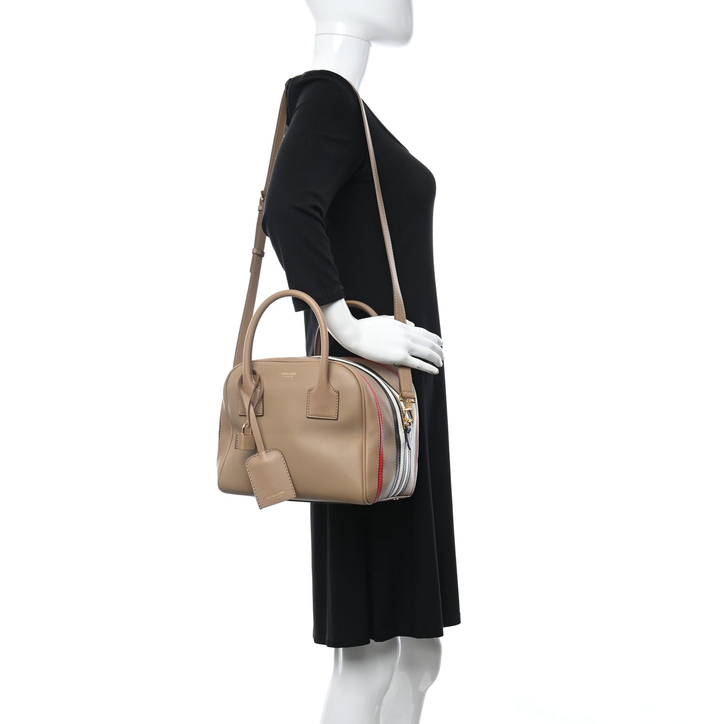 Smooth Calfskin Small Cube Bowling Bag Driftwood Bright Military Red