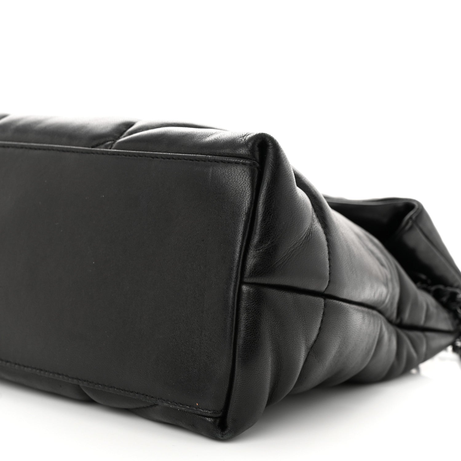 Saint Laurent Lambskin Quilted Monogram Monochrome Medium Loulou Puffer Chain Satchel Black 10 of 11