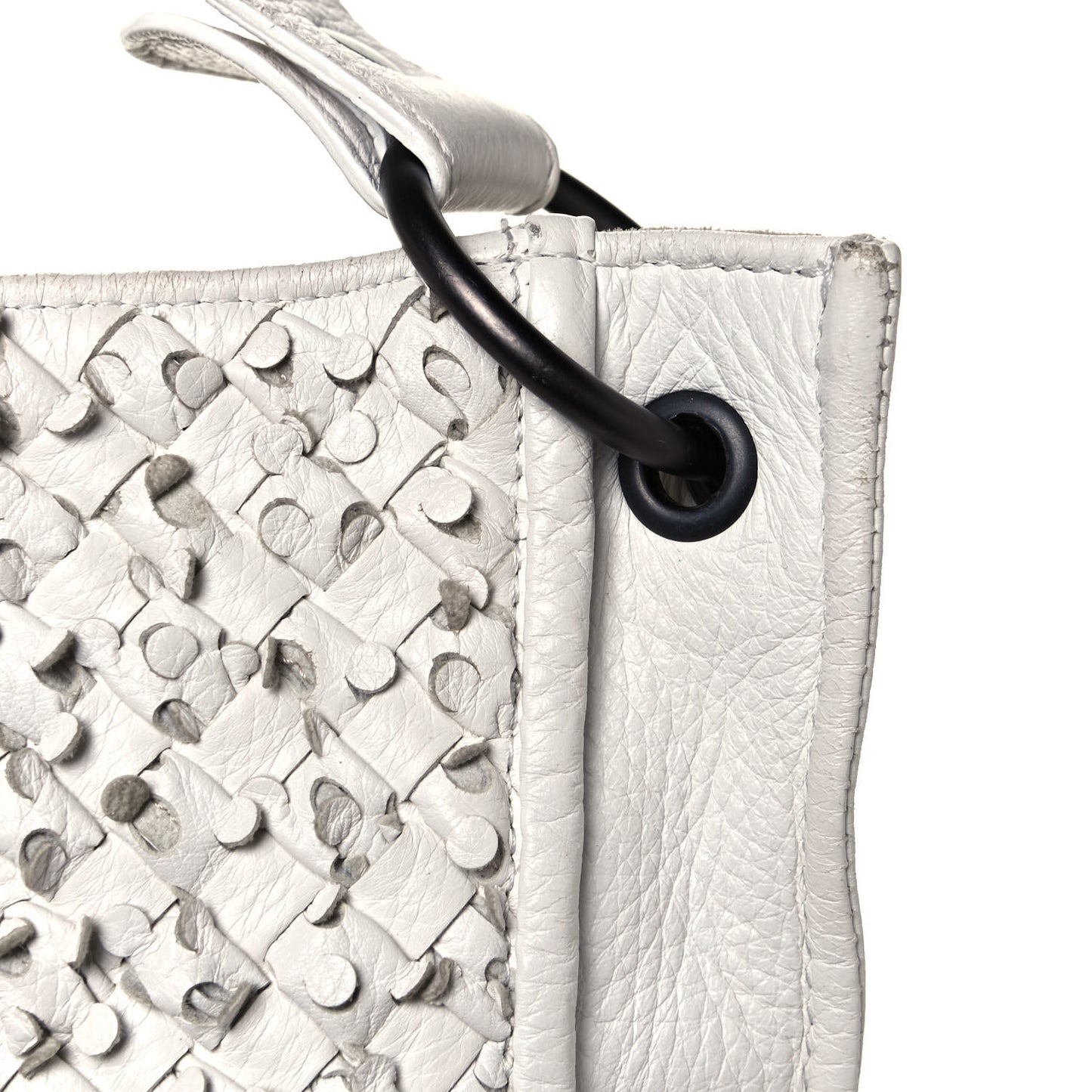 Nappa Intrecciato Large Loop Hobo White