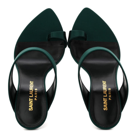 Crepe Satin Martha Mule 110 Sandals 35.5 Dorian Green