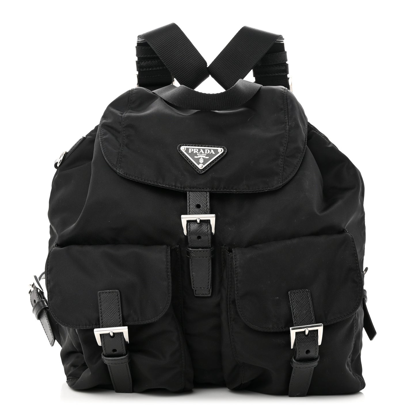 Re-Nylon Saffiano Medium Backpack Black
