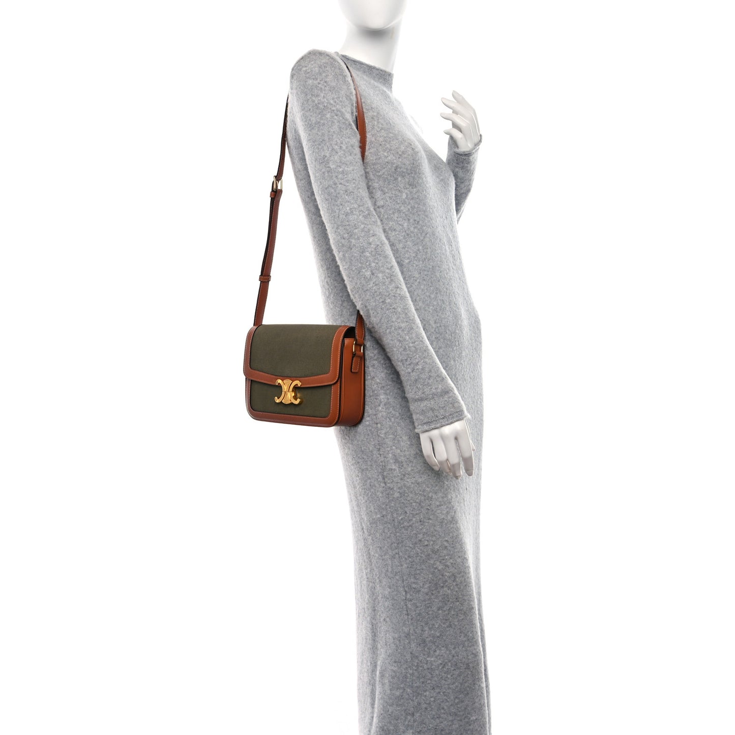 Textile Natural Calfskin Classique Triomphe Khaki Tan