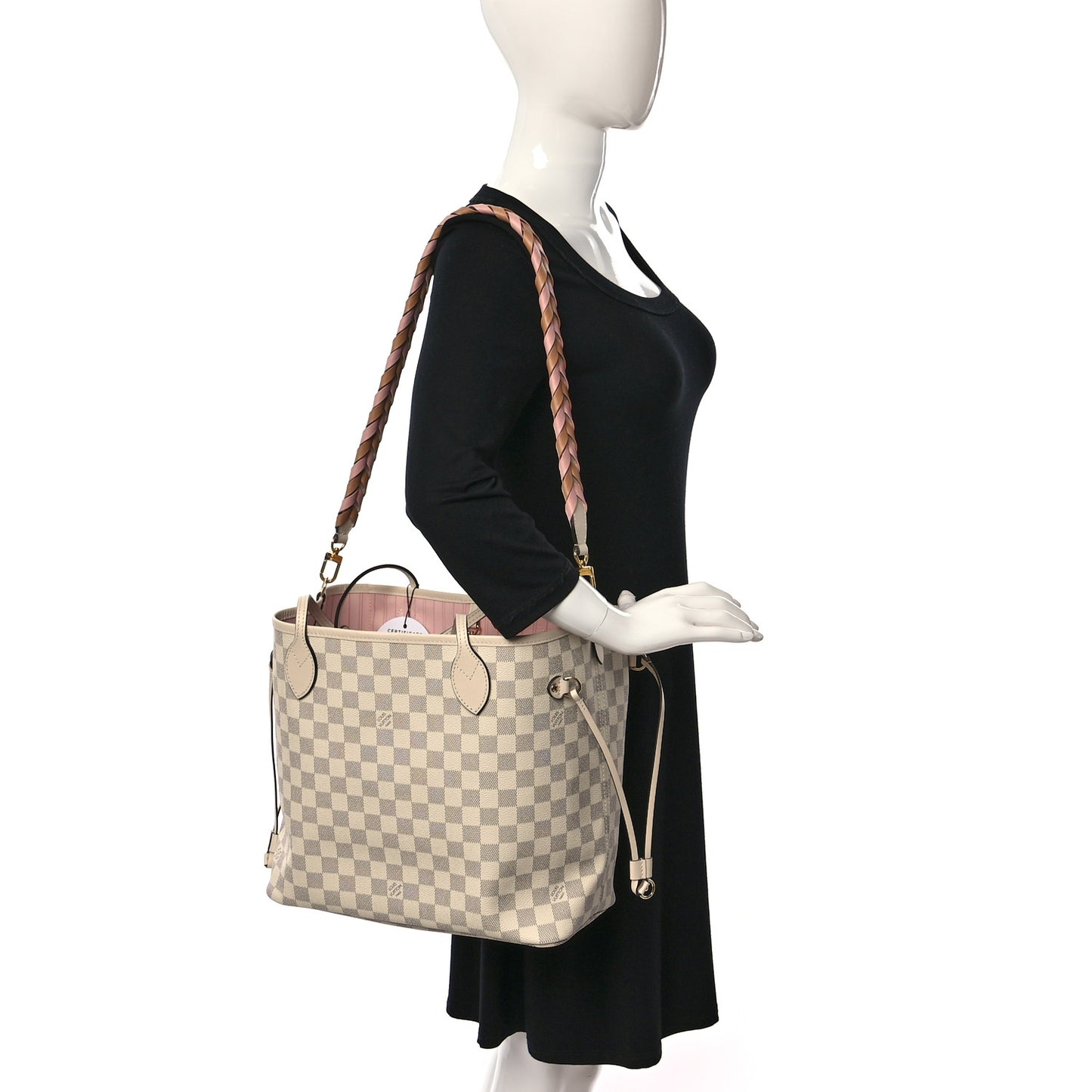 Damier Azur Braided Neverfull MM Pink