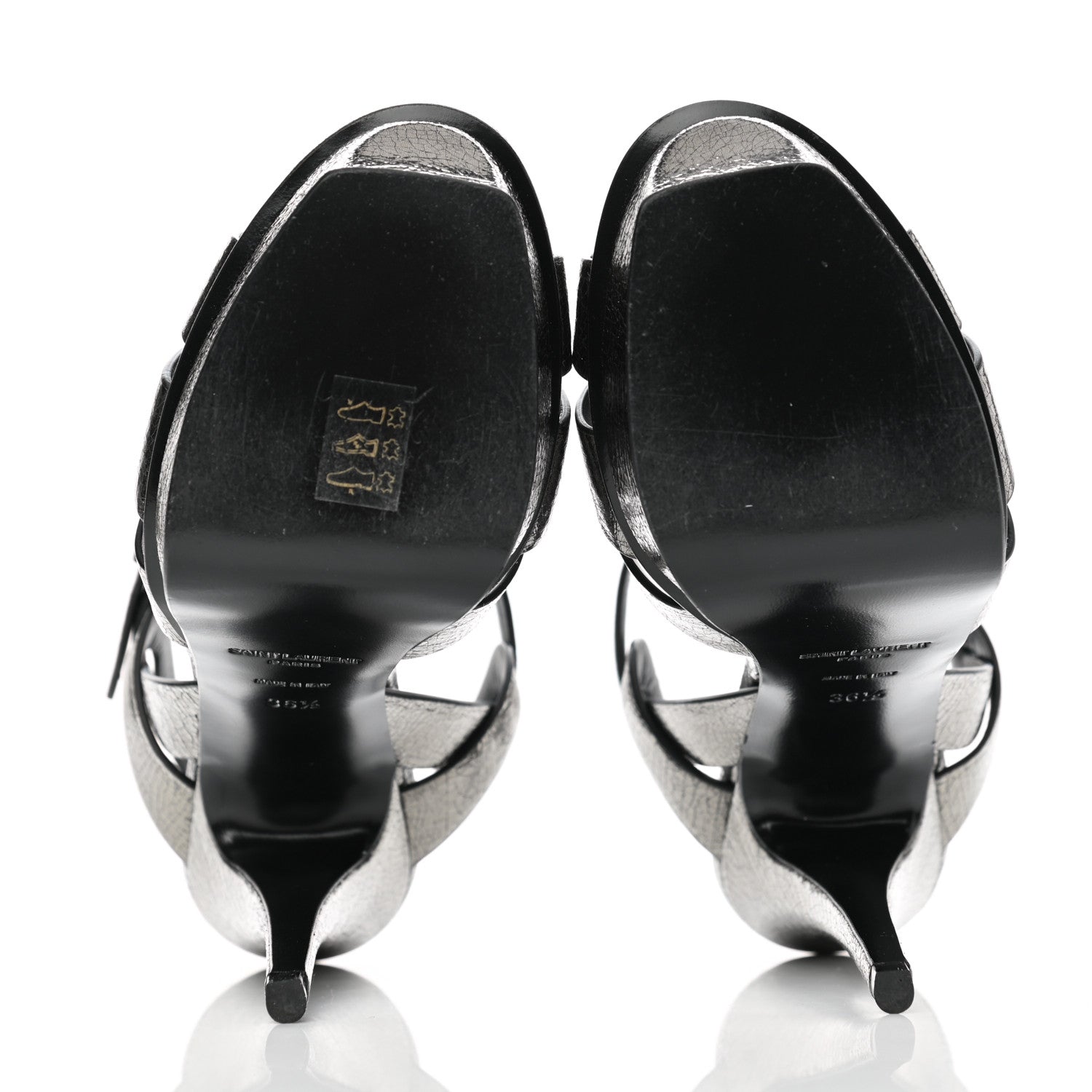 Saint Laurent Metallic Calfskin Tribute 105 Platform Sandals 36.5 black 5 of 9