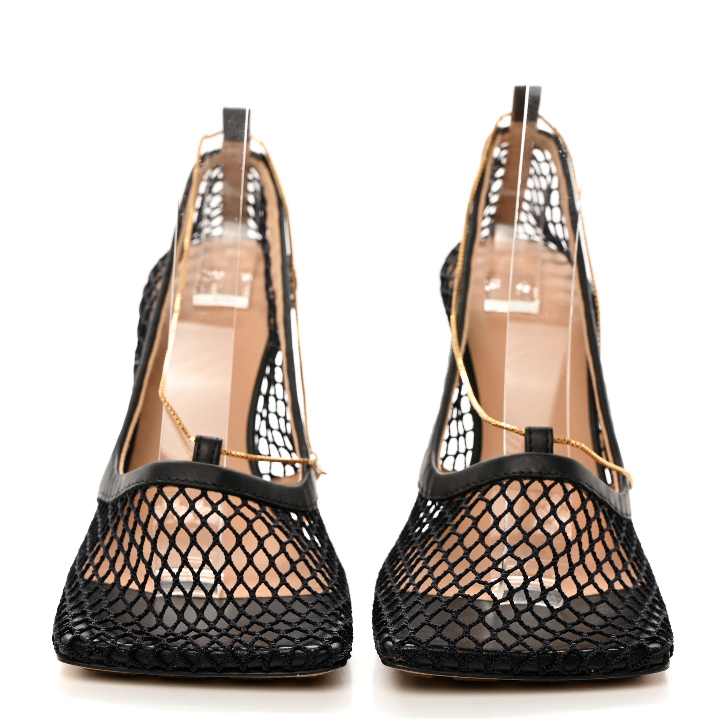 BOTTEGA VENETA Mesh Calfskin Chain Stretch Pumps 37 Black
