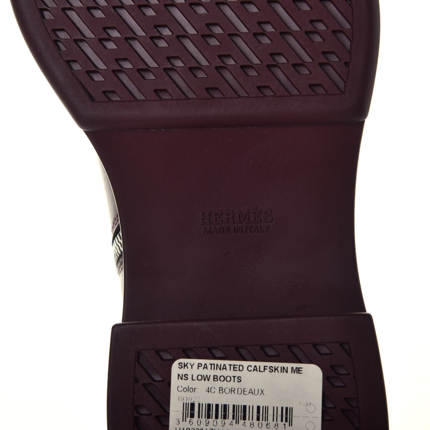 Patinated Calfskin Mens Sky Low Boots 40 Bordeaux