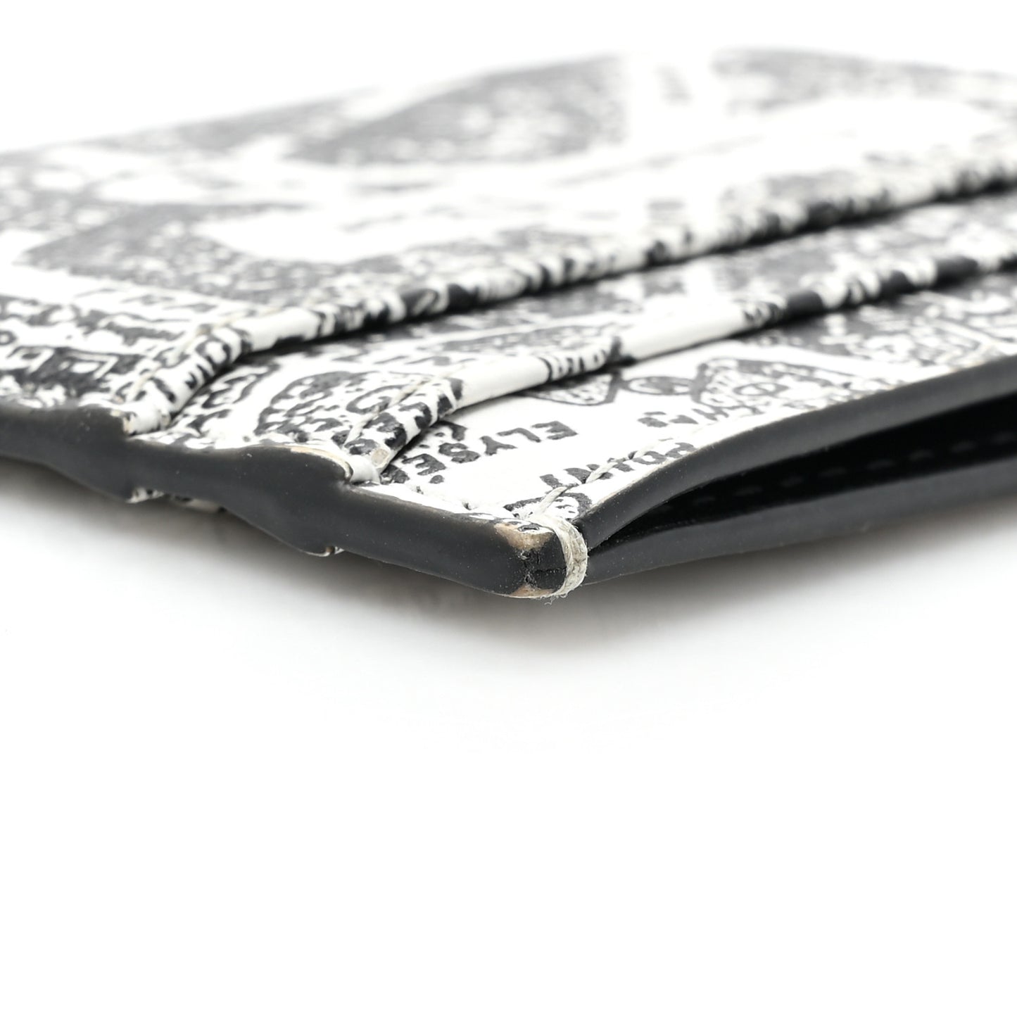 Calfskin Plan De Paris Print Card Holder White Black