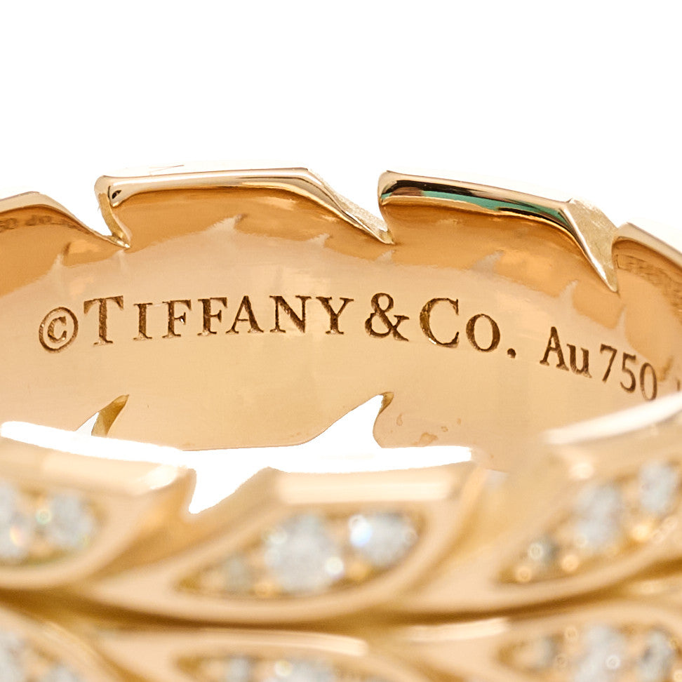 18K Yellow Gold Diamond  Victoria Vine Band Ring 53 6.25