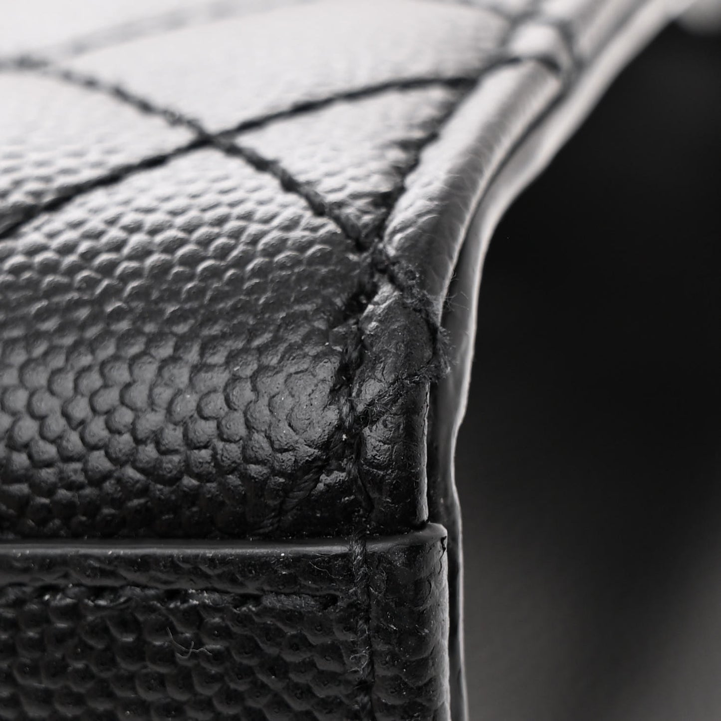 Grain De Poudre Textured Mixed Matelasse Triquilt Medium Monogram Monochrome Satchel Black