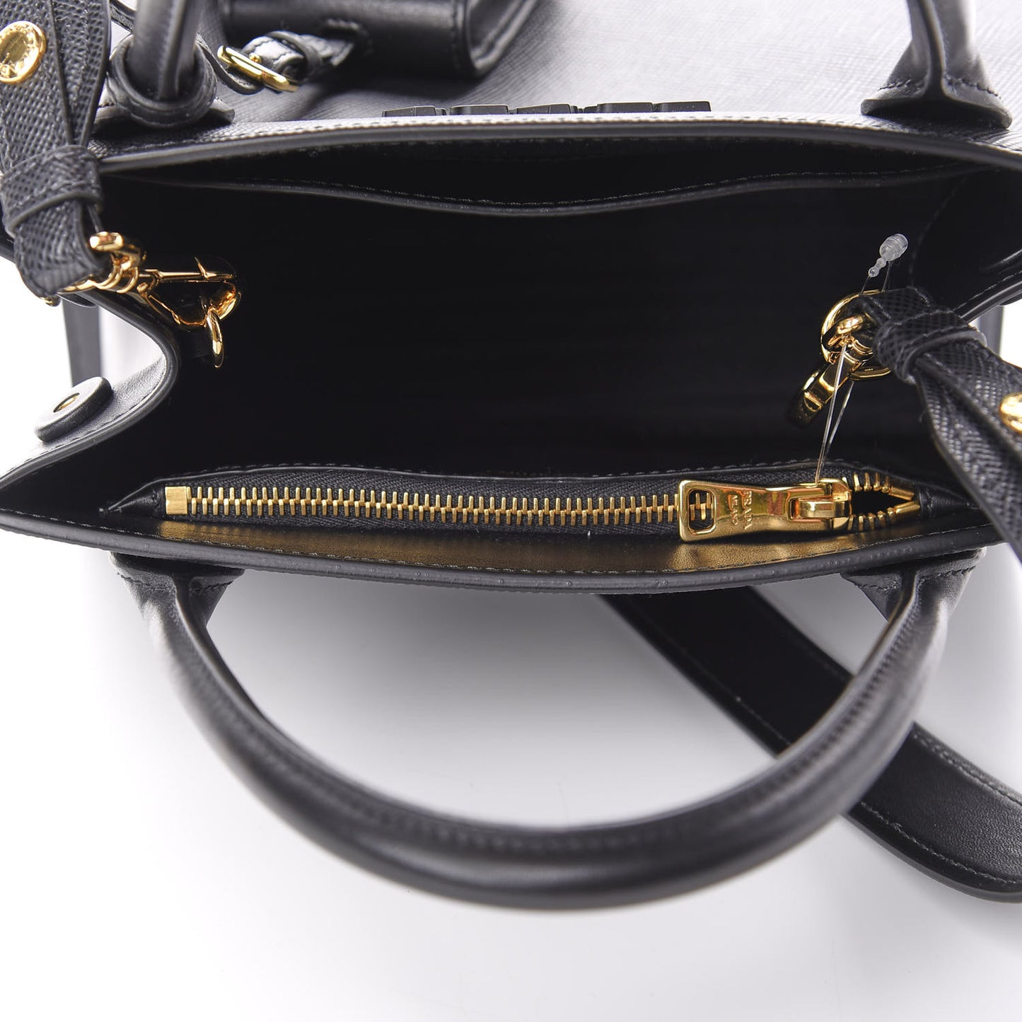 Saffiano Cuir Calfskin Small Monochrome Top Handle Tote Black