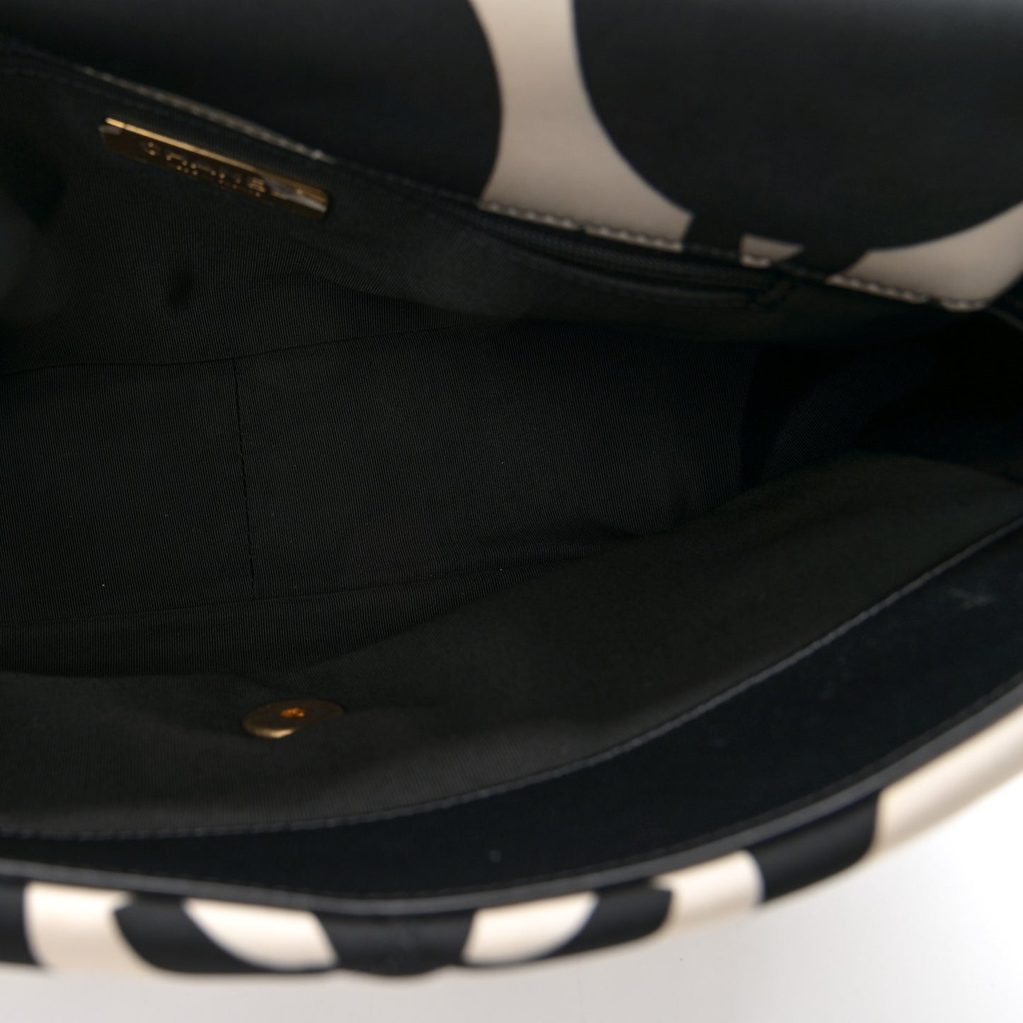 Fabric Printed Large Chanel 19 Flap Black Ecru