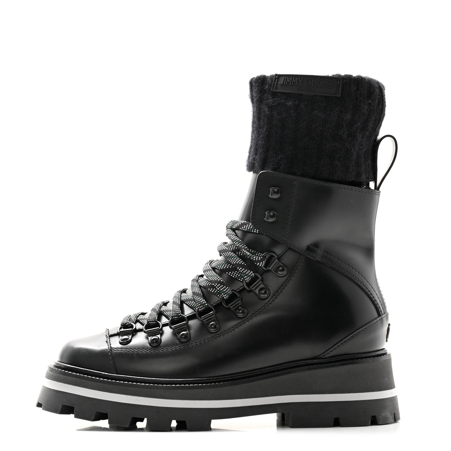 Calfskin Knit Wool Chike Ankle Boots 35 Black