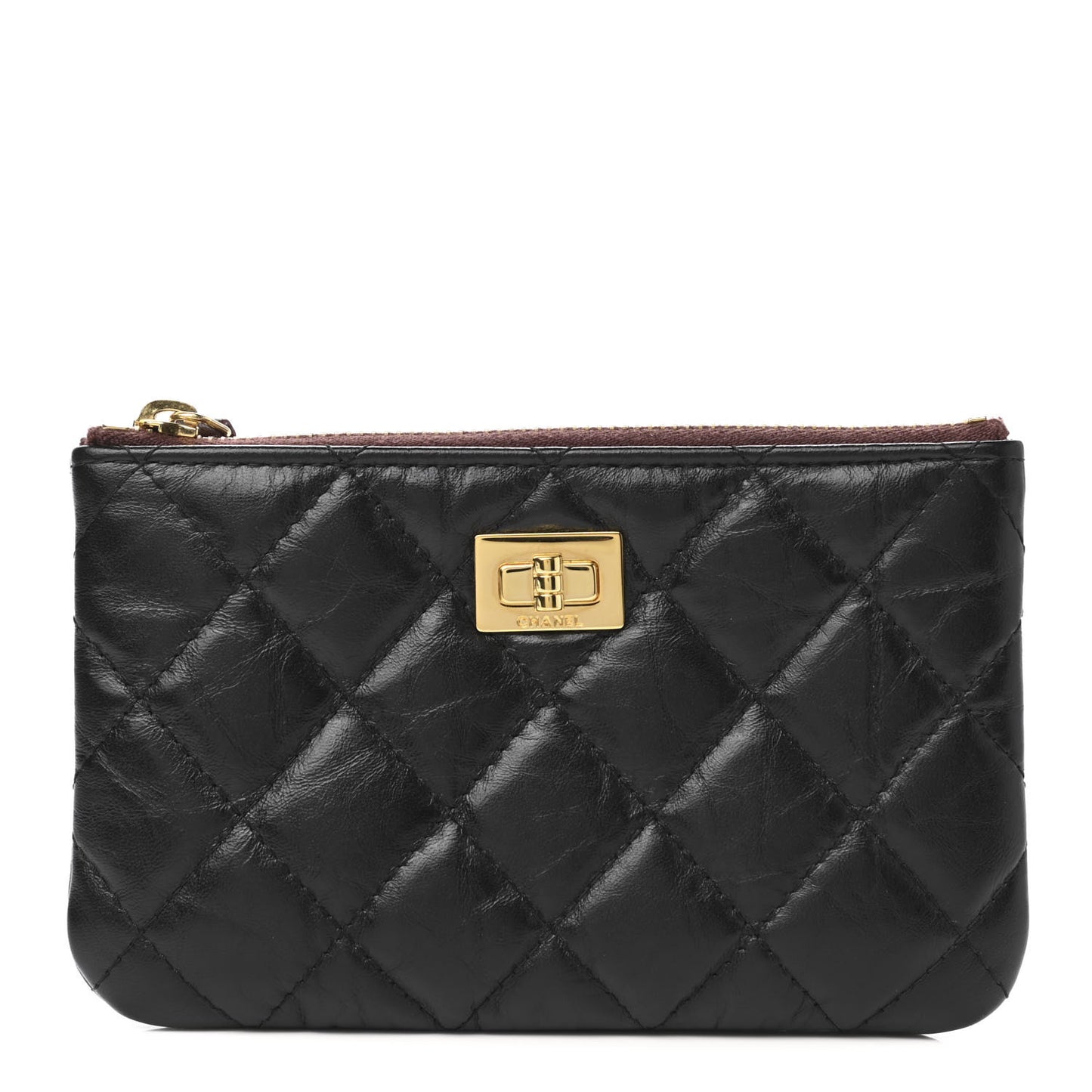Aged Calfskin Quilted Small Reissue Cosmetic Case Black