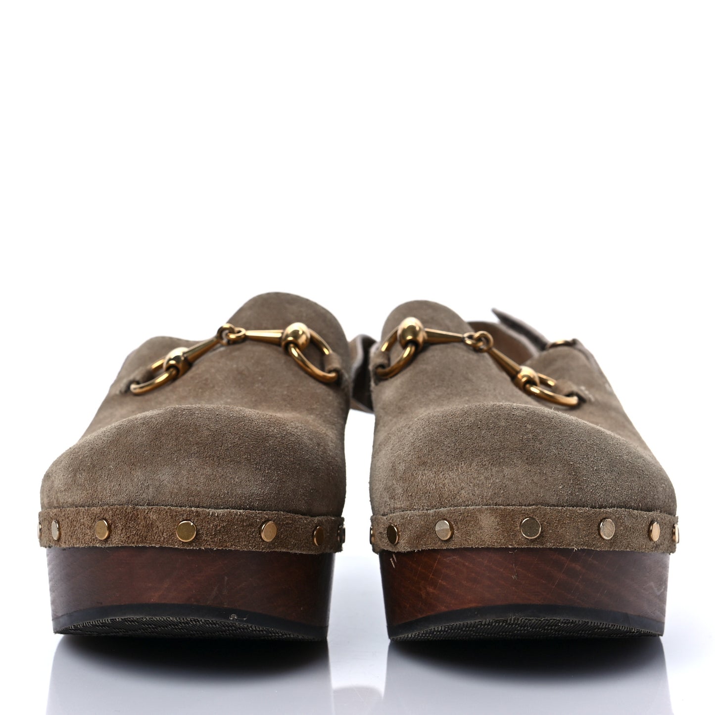 Suede Horsebit Amstel Slingback Clogs 38 Taupe