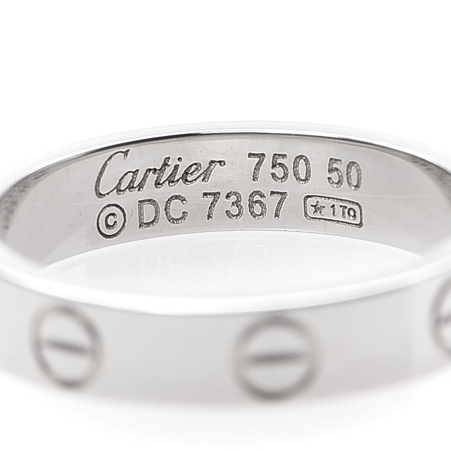 18K White Gold 3.5mm LOVE Wedding Band Ring 50 5.25