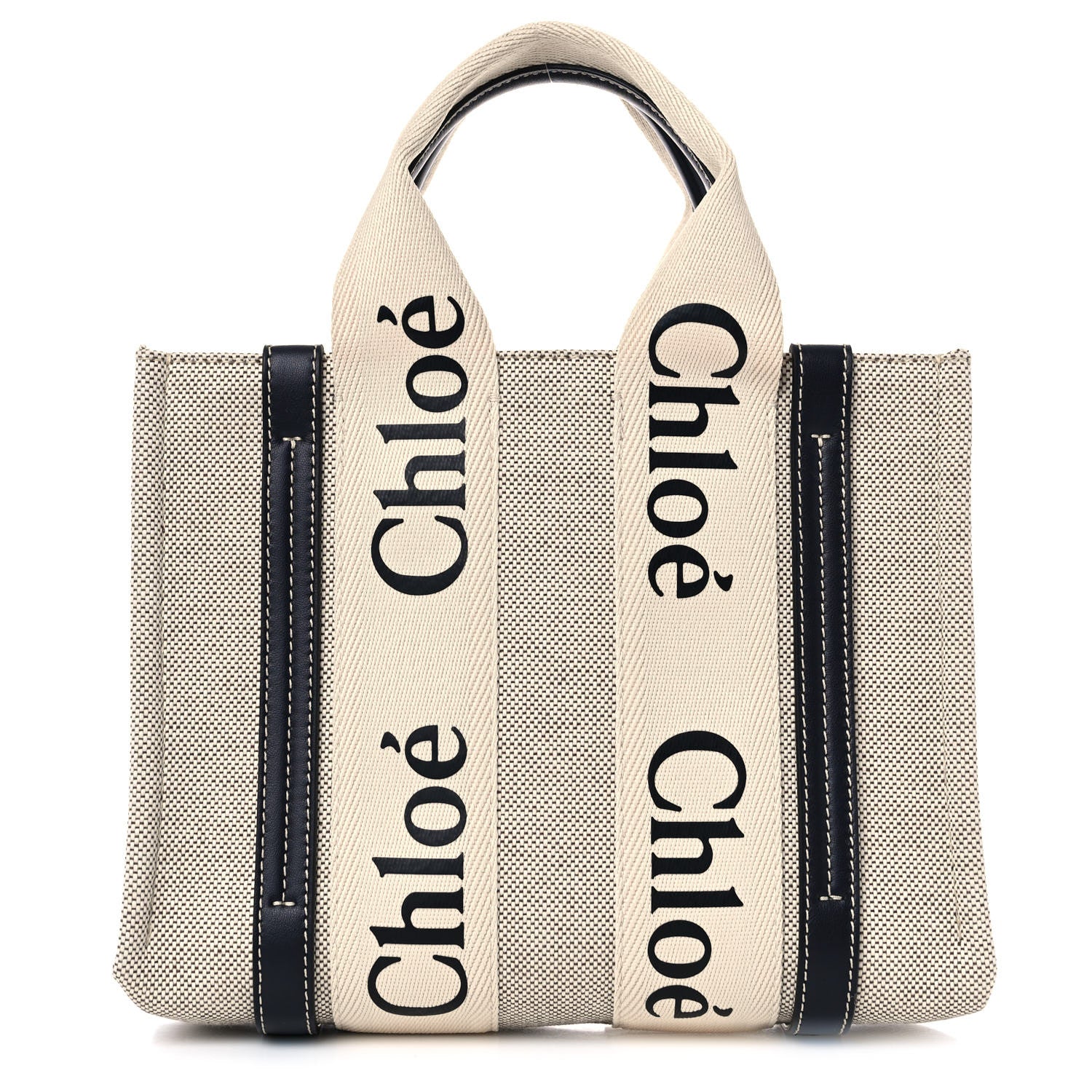 Chloe Cotton Calfskin Small Woody Ribbon Tote White 2 of 25