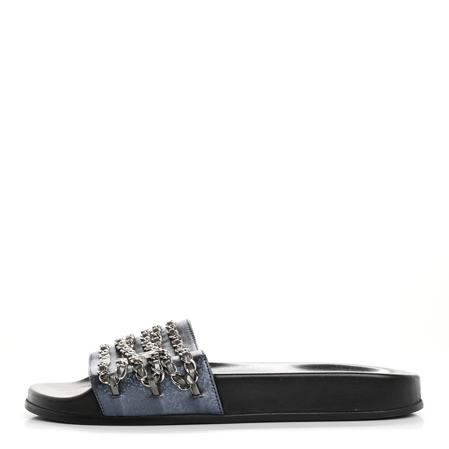 Fantasy Lambskin Chain Flat Sandals 39 Blue