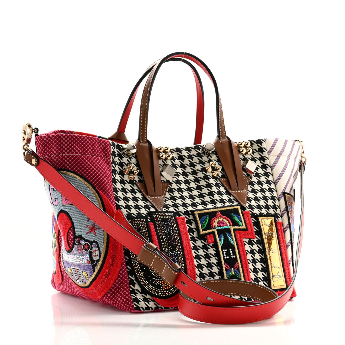 Canvas Embroidered Calfskin Caracaba Tote Multicolor