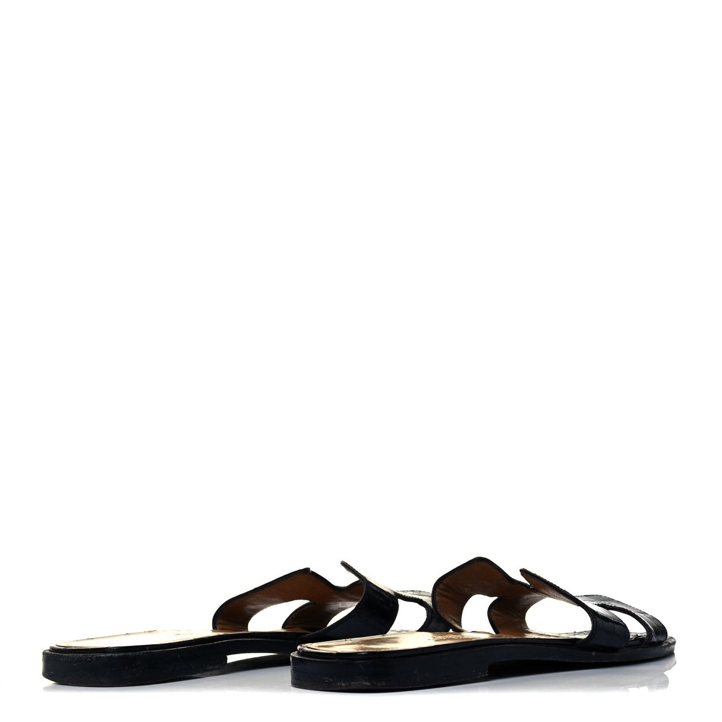 Shiny Alligator Oran Sandals 38 Black
