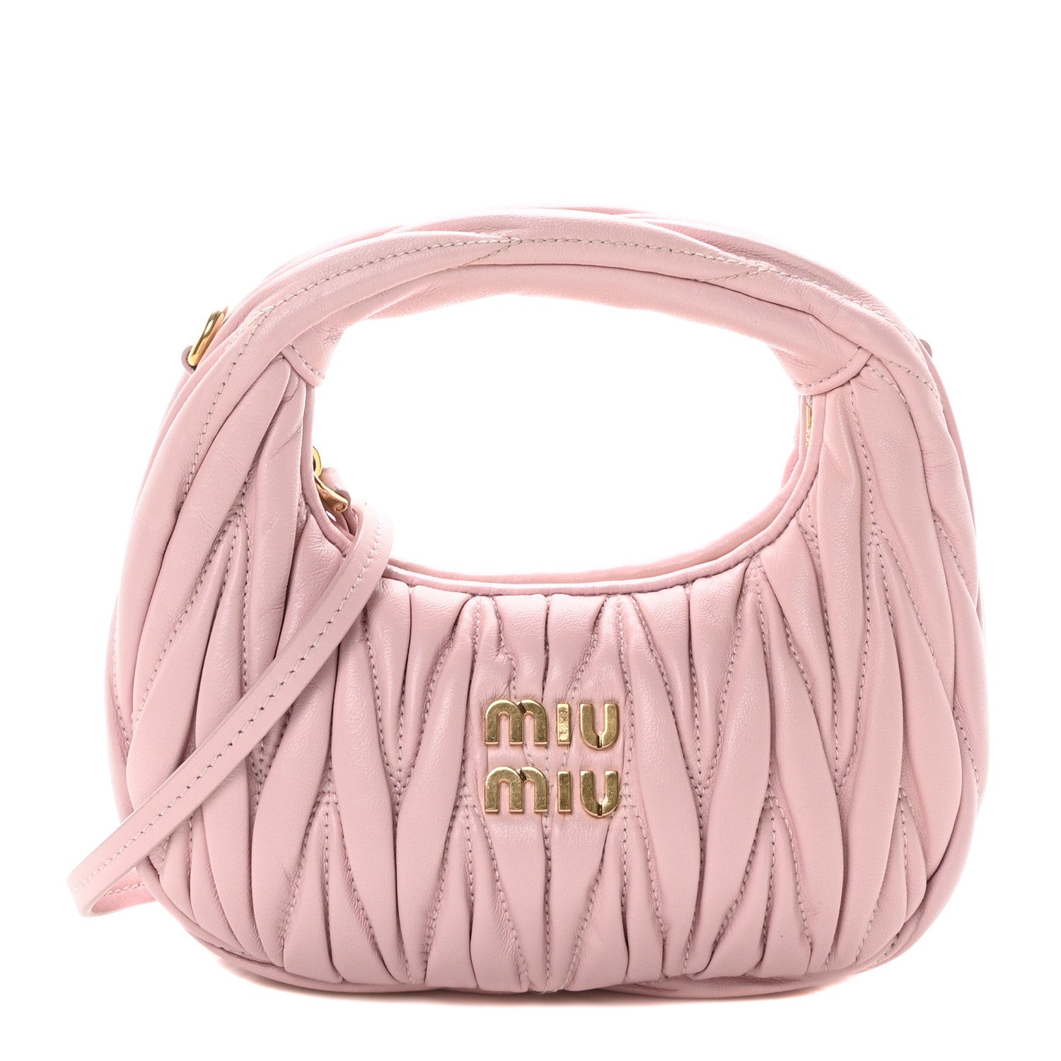 Miu Miu Nappa Matelasse Mini Wander Hobo Alabaster Pink 1677120