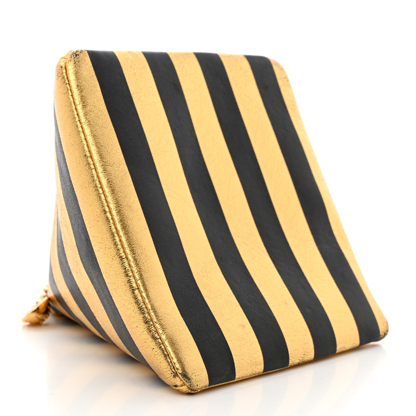 Metallic Lambskin CC Kheops Pyramid Bag Gold Black