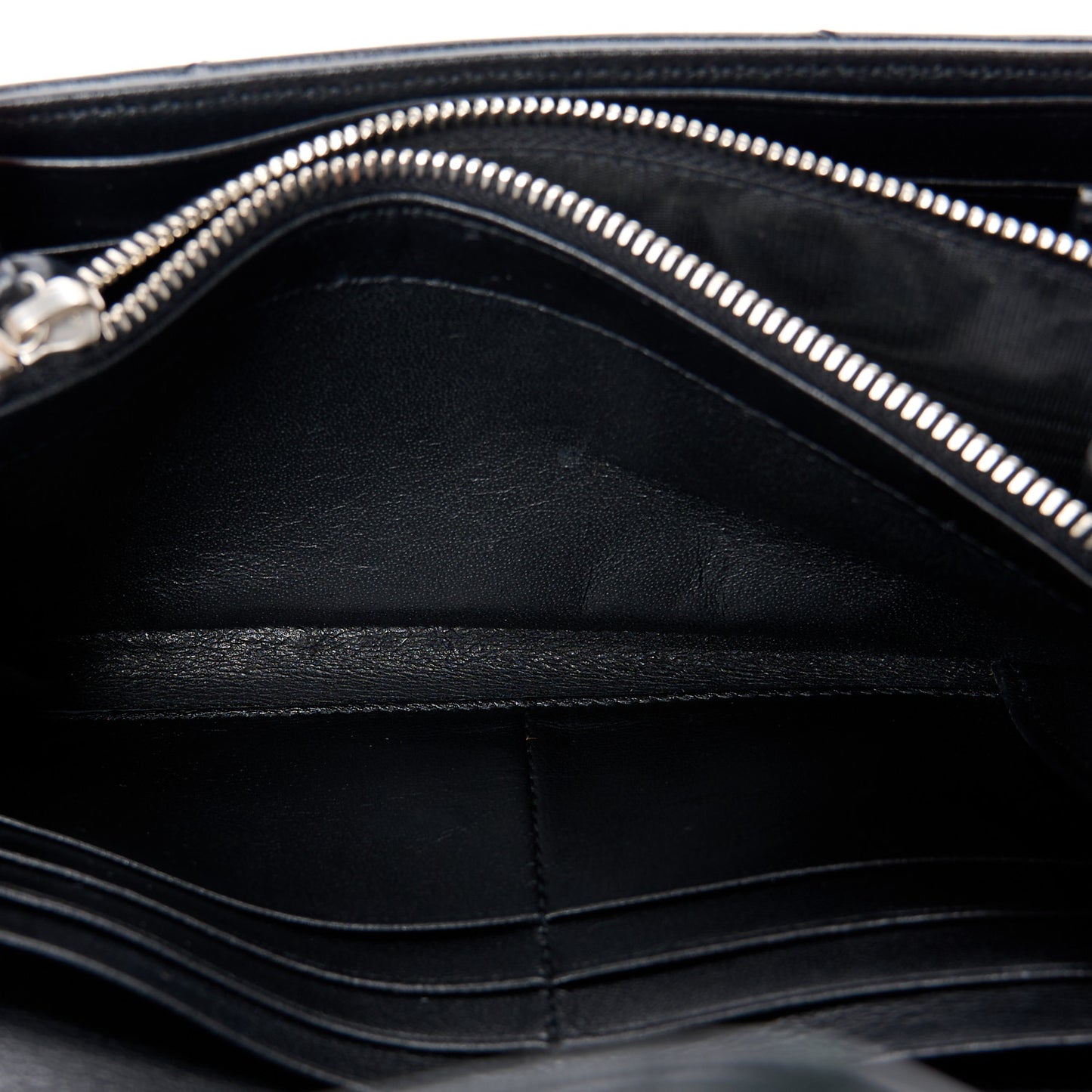 SAINT LAURENT Lambskin Y Quilted Monogram Large Loulou Flap Wallet Black