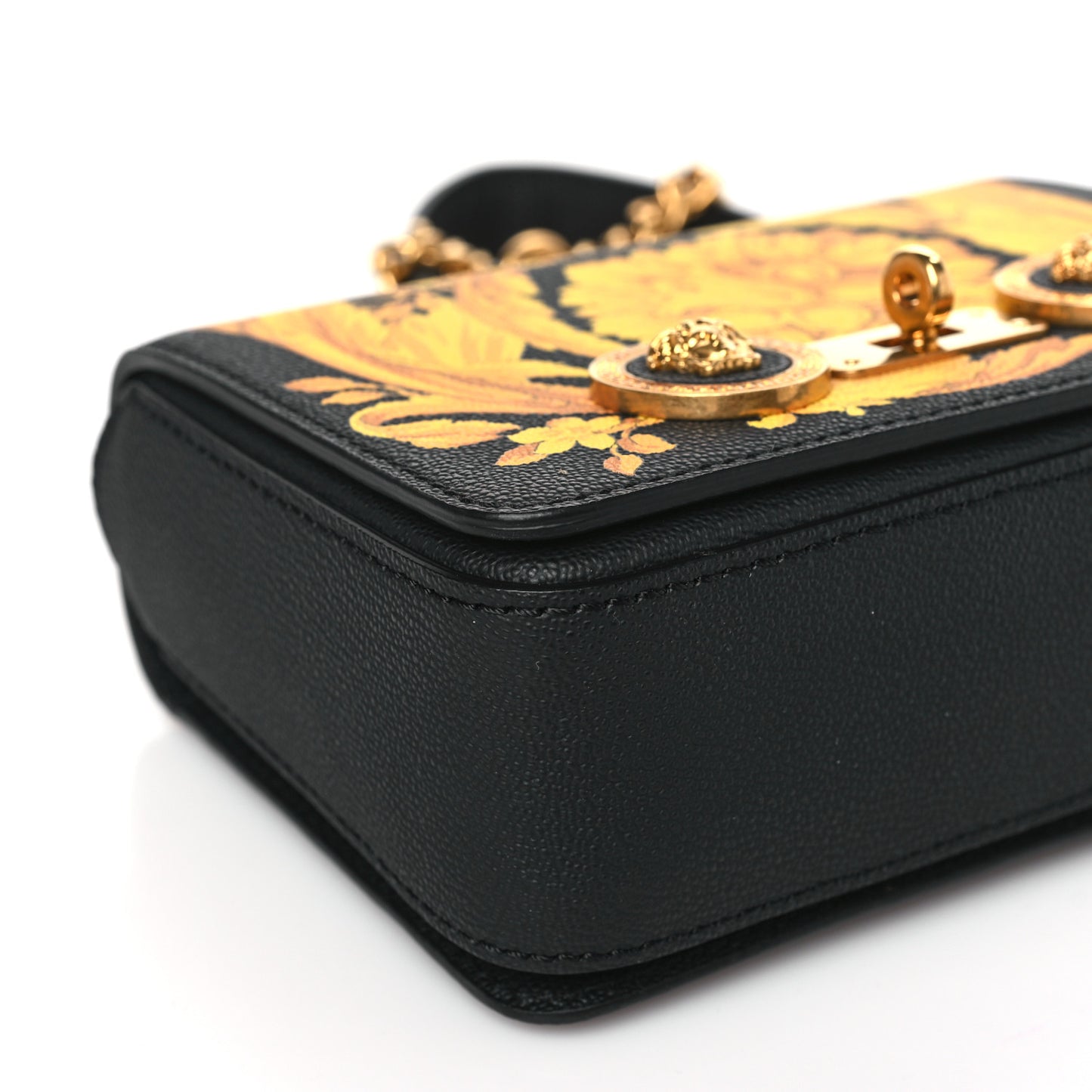 Calfskin Barocco Print Tribute Crossbody Bag Black Gold