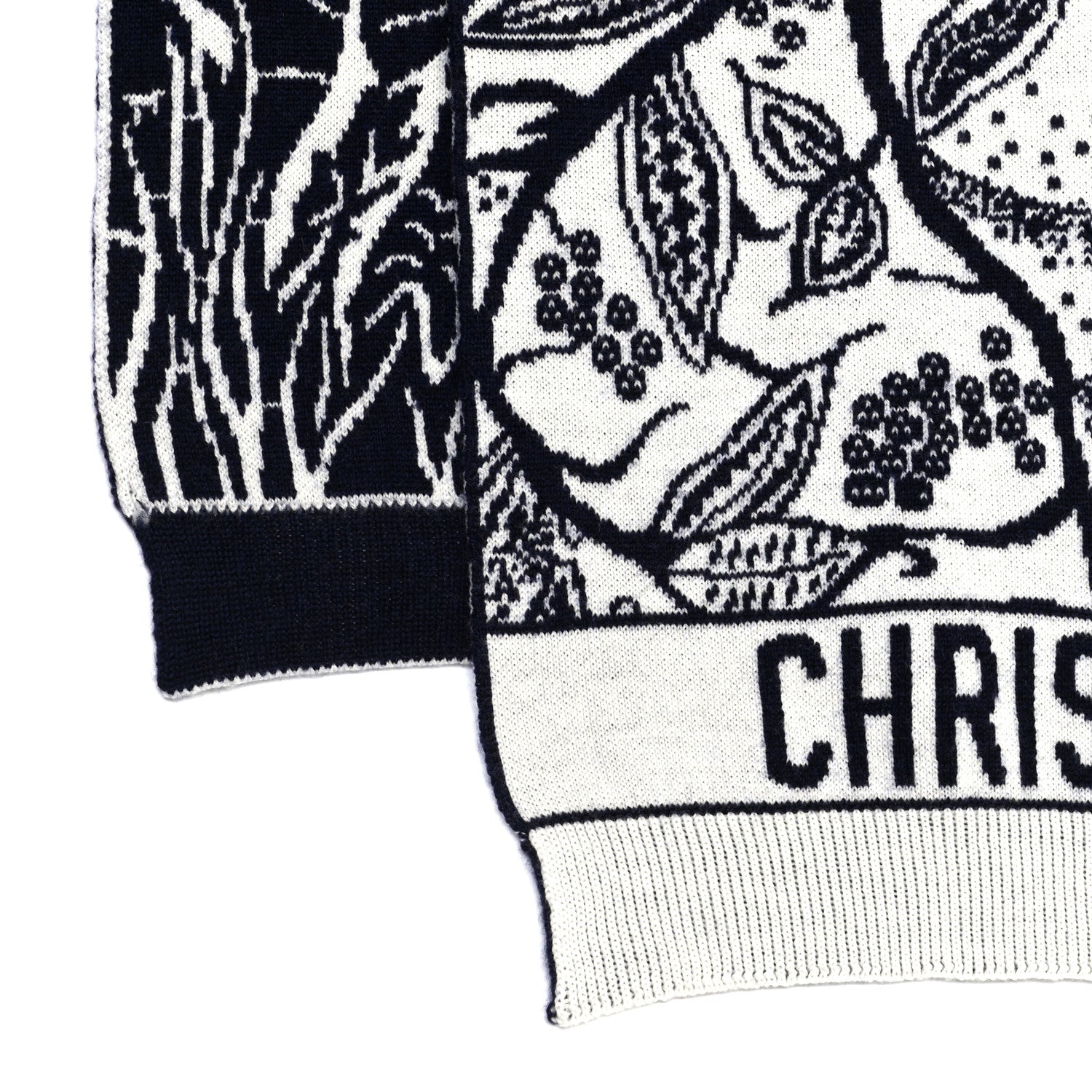 Christian Dior Wool Toile De Jouy Sauvage Scarf Black White 3 of 4