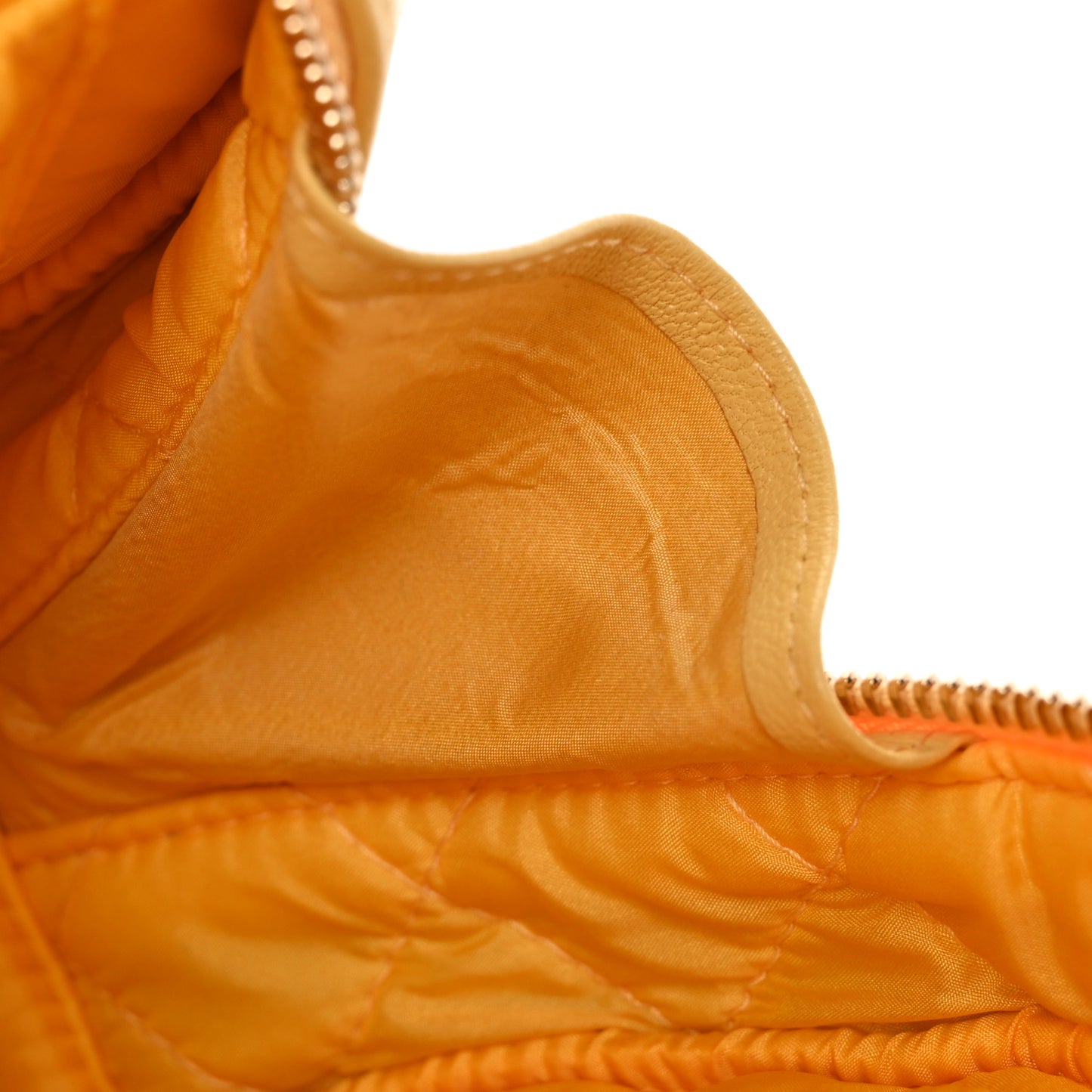 Lambskin Quilted Curvy Pouch Cosmetic Case Yellow