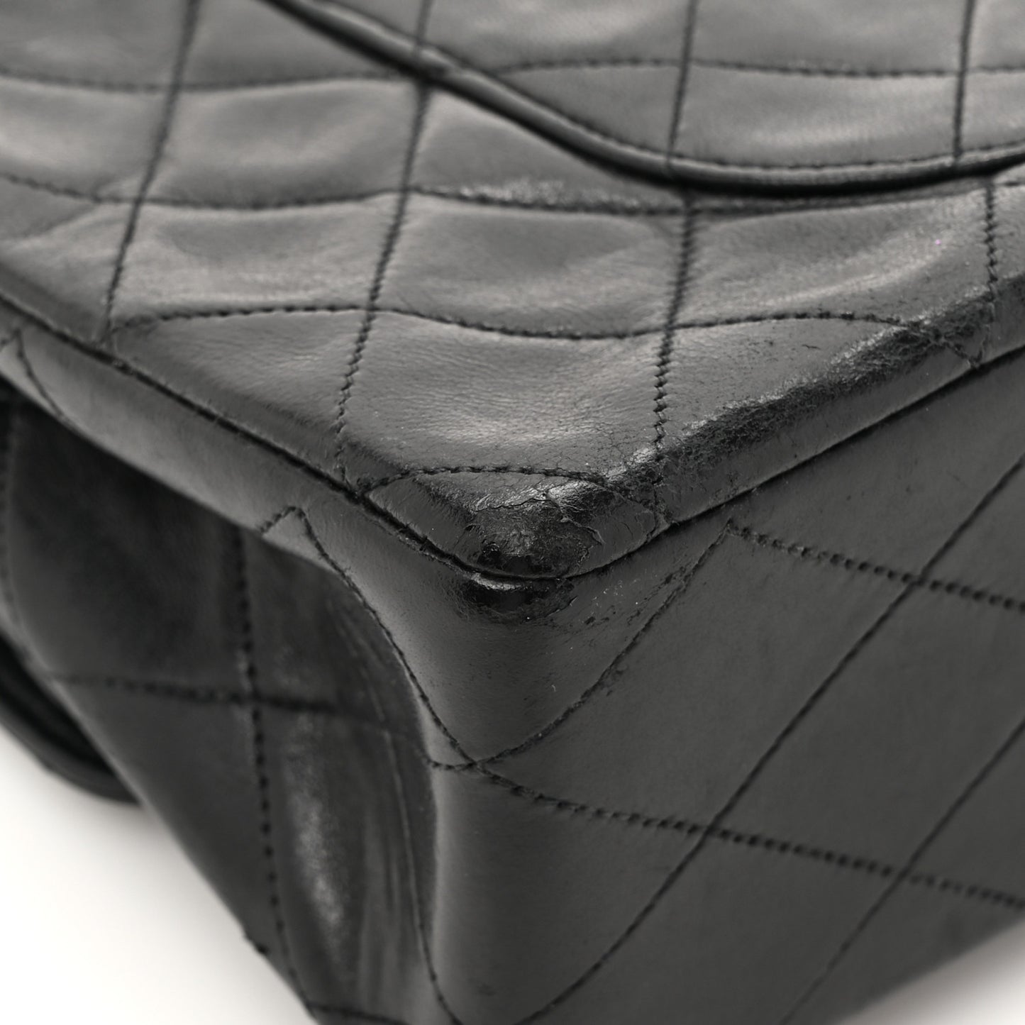 Lambskin Quilted Medium Double Flap Black