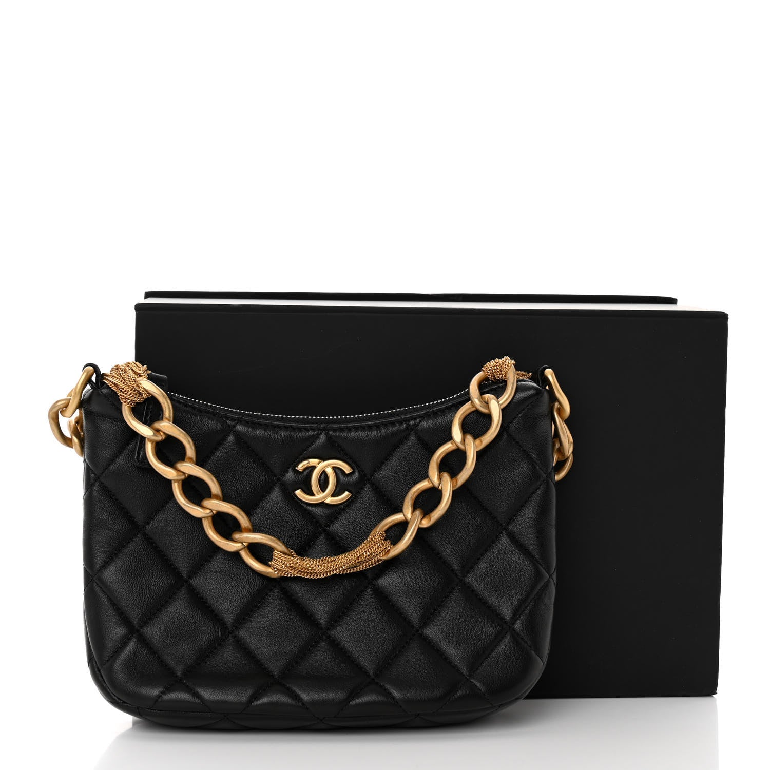 Chanel Lambskin Quilted CC Chain Hobo Black 11 of 11