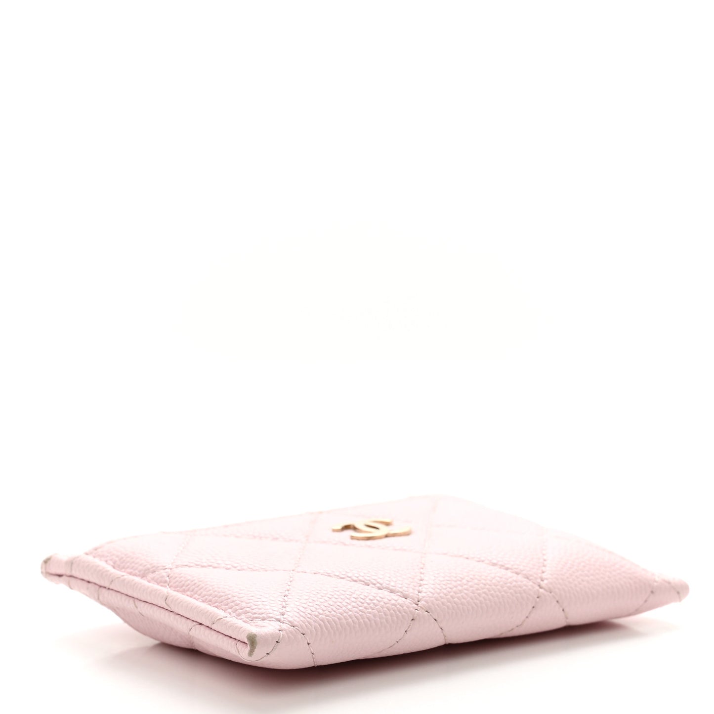 Caviar Quilted Card Holder Light Pink