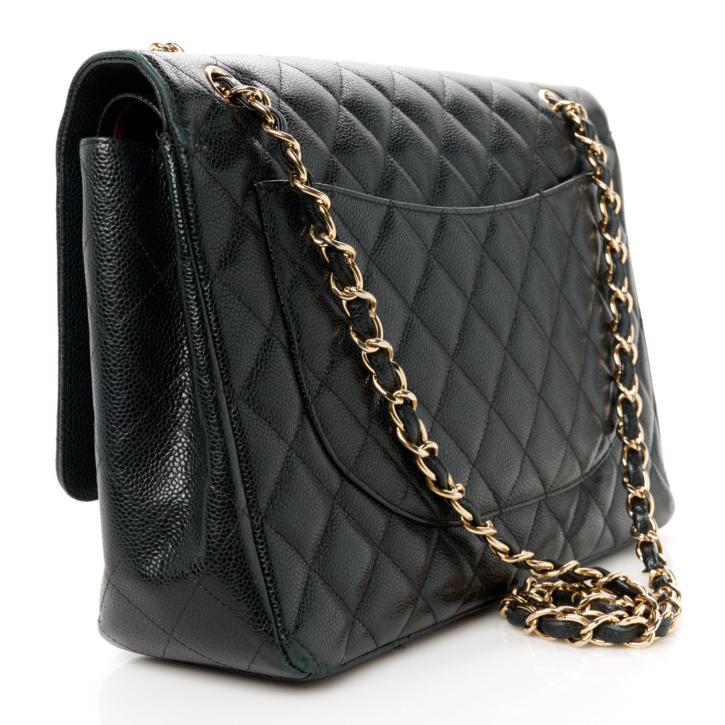 Caviar Quilted Maxi Double Flap Black