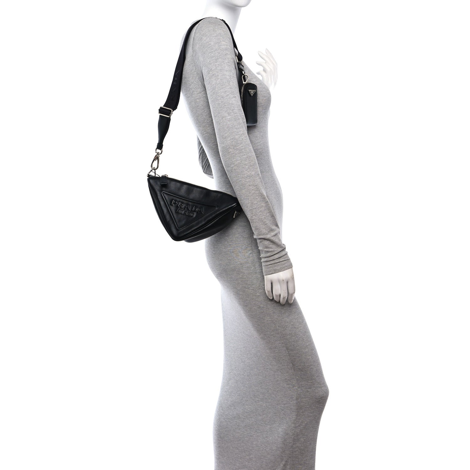 Prada Grace Lux Triangle Shoulder Bag Black 3 of 8
