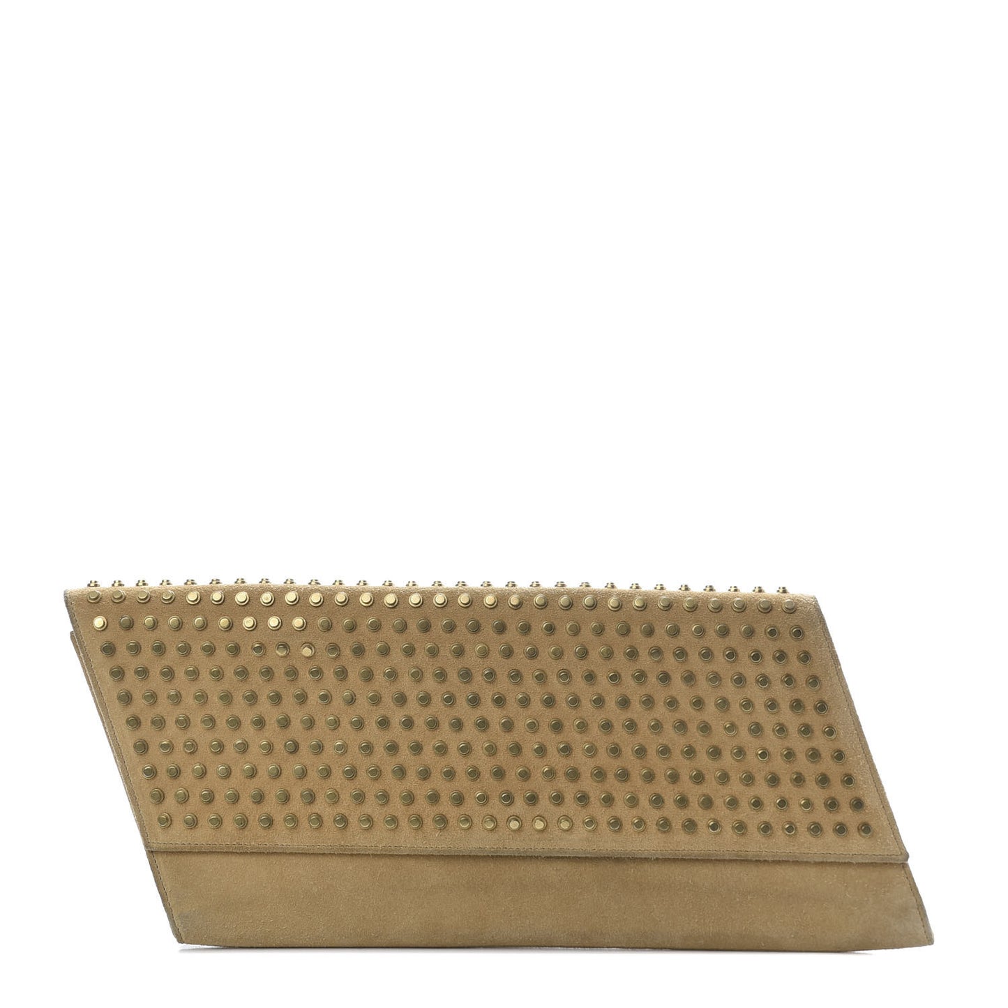 Suede Studded Diagonal Clutch Beige