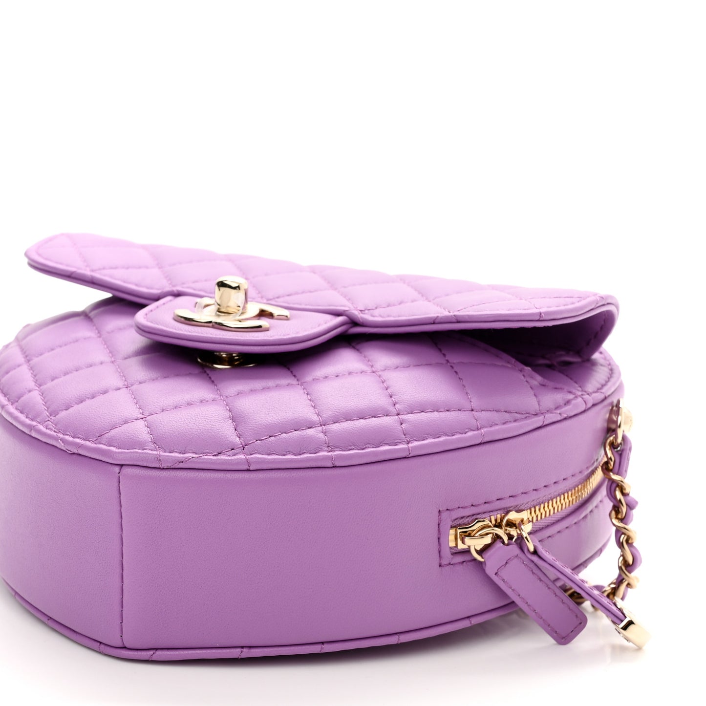 Lambskin Quilted CC In Love Heart Bag Purple