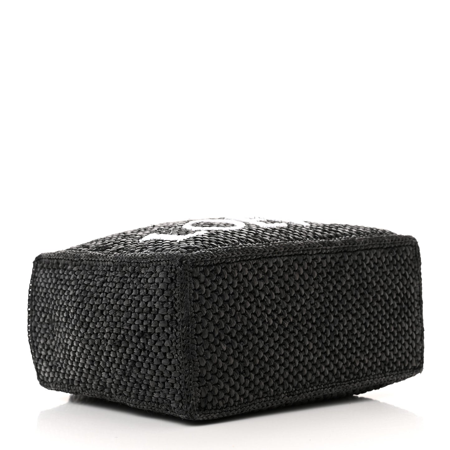 Raffia Small Paula's Ibiza Logo Tote Black White