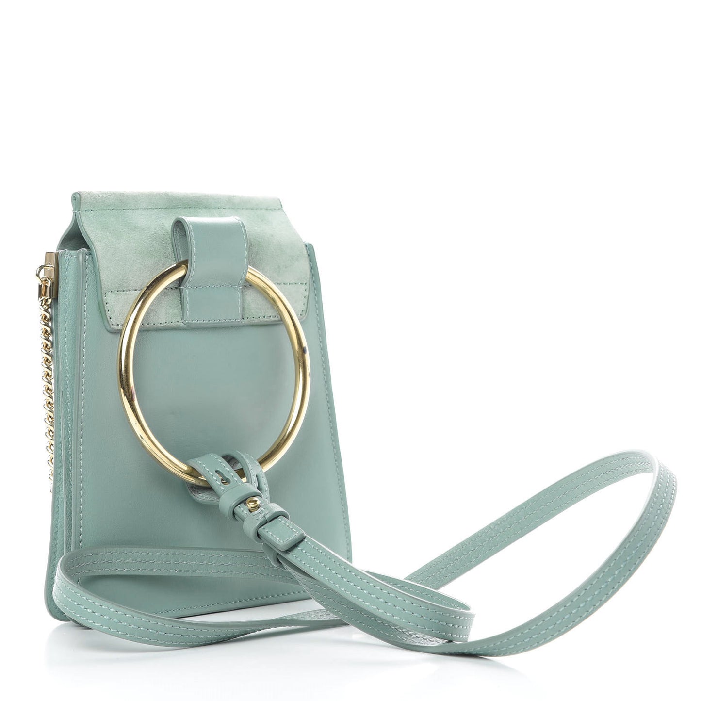 Suede Calfskin Mini Faye Bracelet Bag Cloudy Blue